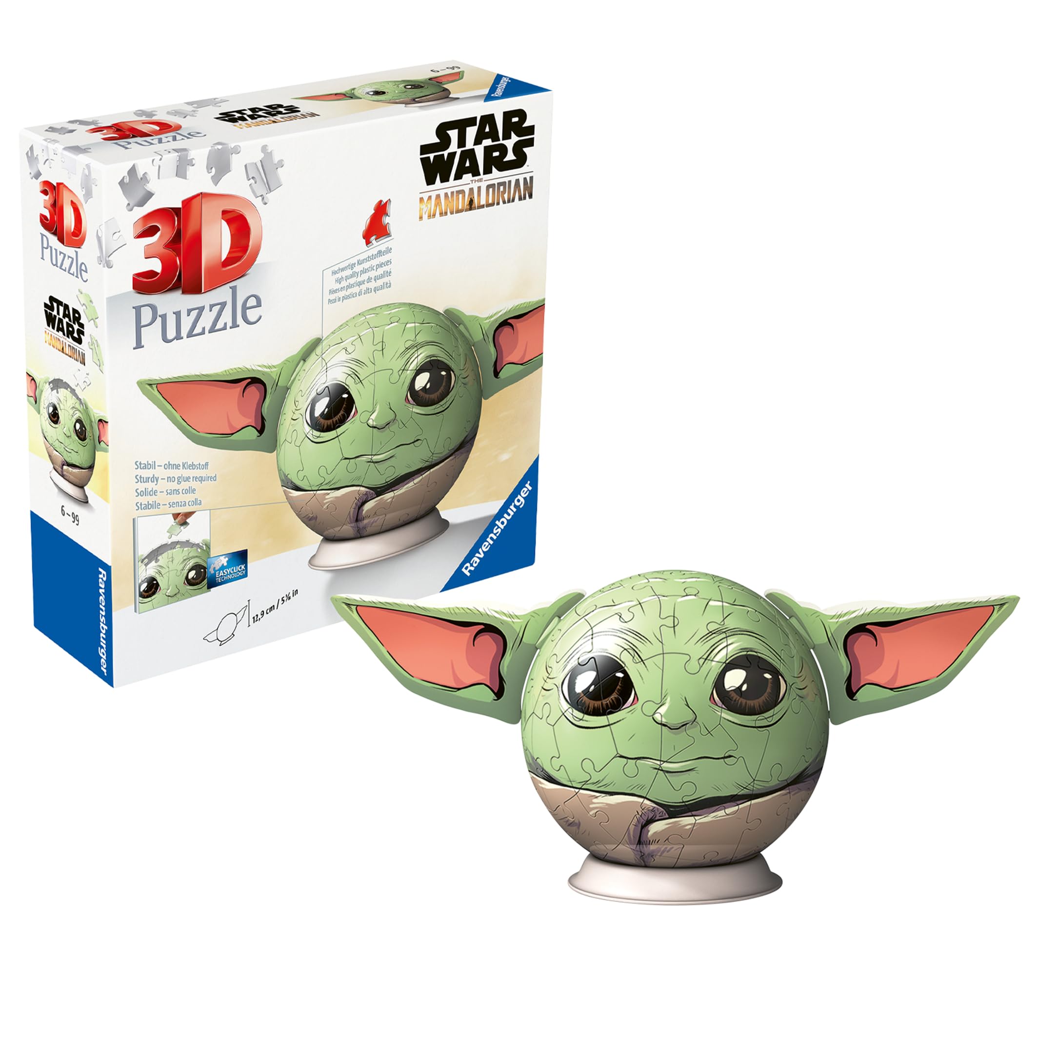 Ravensburger 3D Puzzle 11556 - Puzzle-Ball Grogu - Puzzle-Ball mit ansteckbaren Ohren - für große und kleine Star Wars und Mandalorian Fans ab 6 Jahren