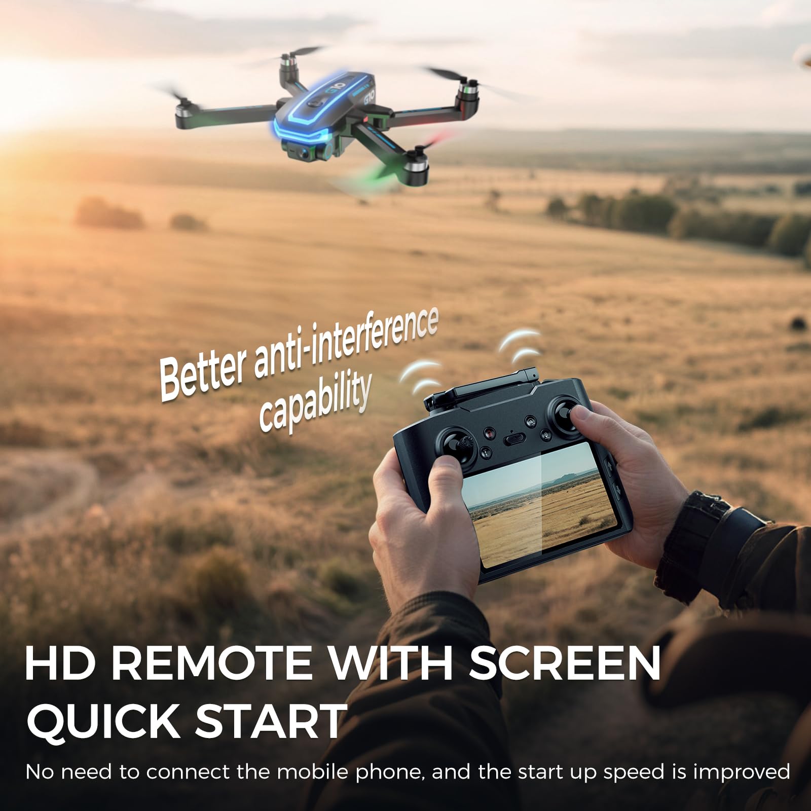 GPS Drones with 4K Camera for Adults with HD Screen on Controller and Follow Me Mode,Long Flight Time and Distance,Transmission and GPS Auto Return,G10 RC Quadcopter Easy fly for Beginner and Kids,Under 249g