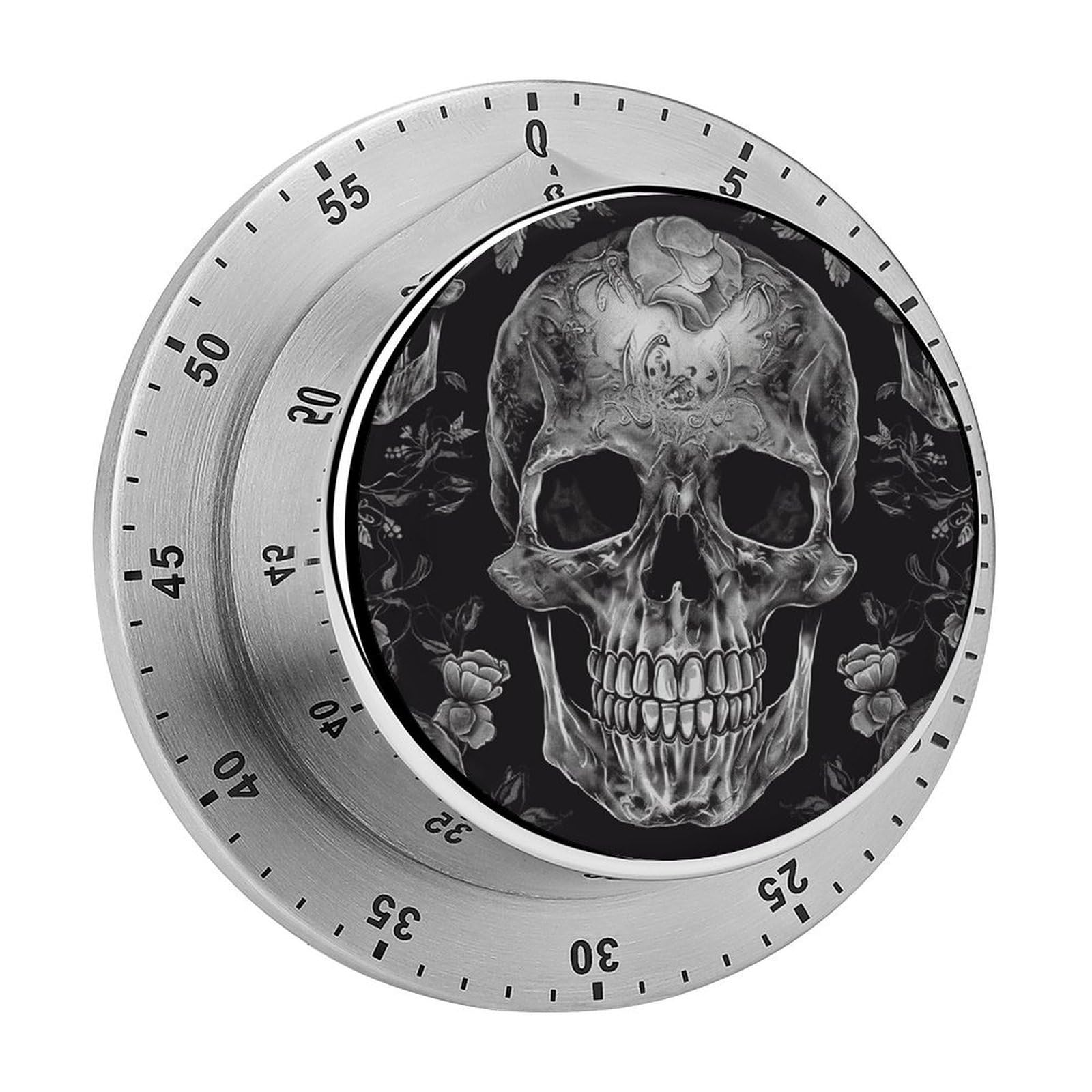 Skull Skeleton Timer with Loud Alarm Precision 60 Minute Wind Up Timer Portable Manual Countdown Timers Exquisite Stainless Magnetic Kitchen Timers for Cooking Chef Clock