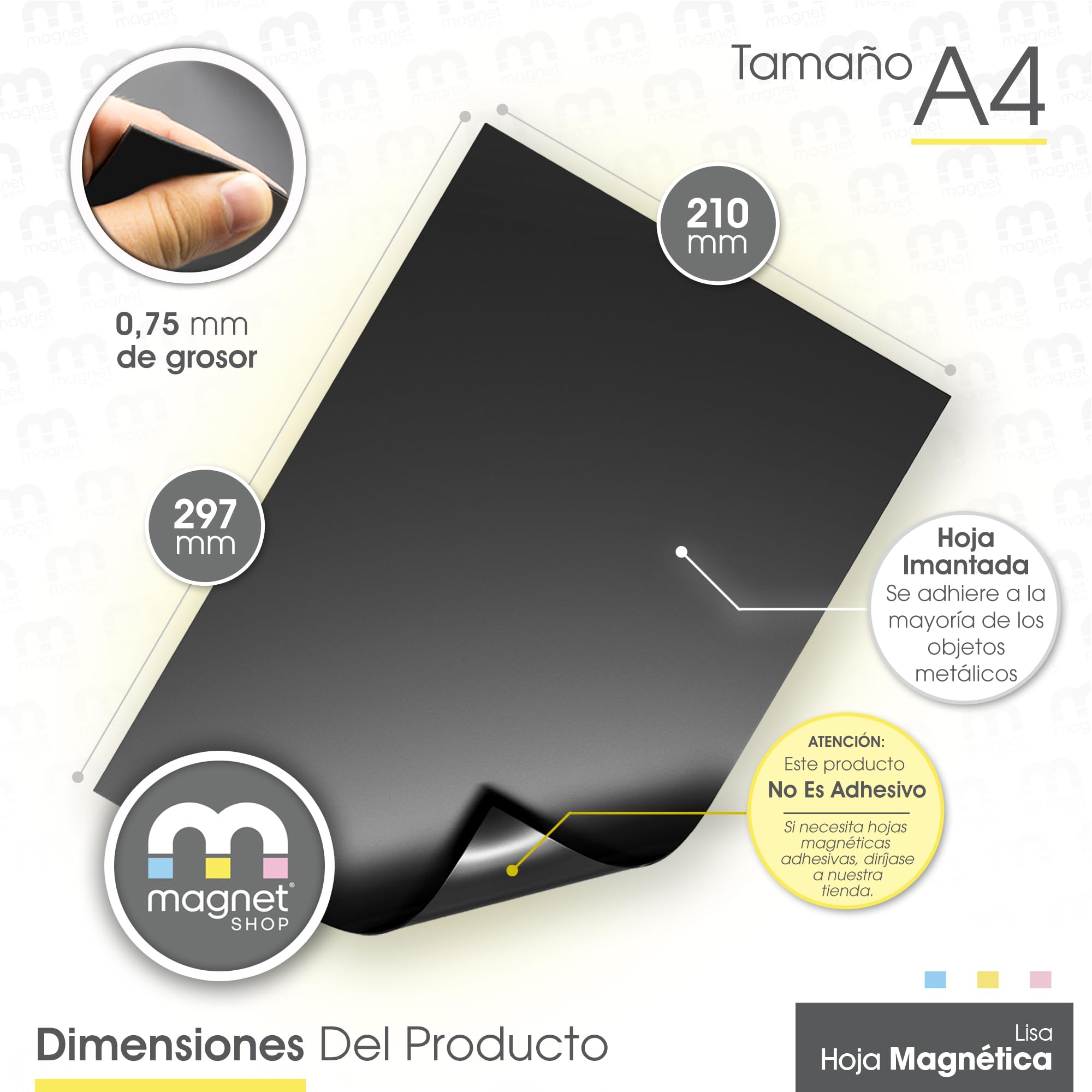 TMS A4 Feuilles magnétiques | Aimants artisanaux, feuilles flexibles de 0,4 mm pour stocker des découpes, des illustrations, des travaux manuels (0.75mm, Standard Strength, A4, 10 Sheets)