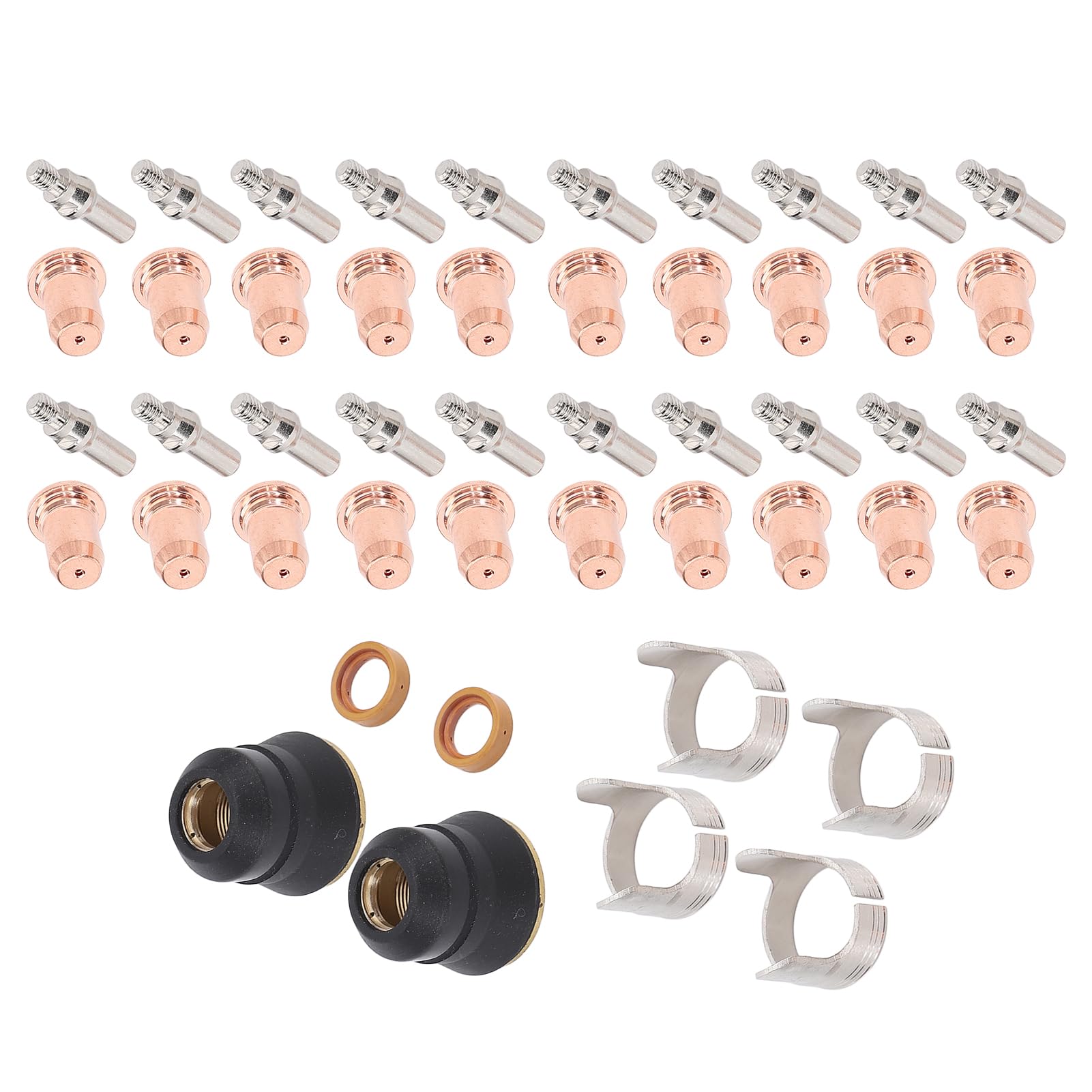 Bewinner 48-teiliges IPT40-Schneidbrenner-Verbrauchsmaterial-Set, Elektrodendüsen-Schutzbecher, Abstandsführung für CUT-55DS Pro und CUT-65DS Plasmabrenner, Ersatz-Verbrauchsmaterial-Set für