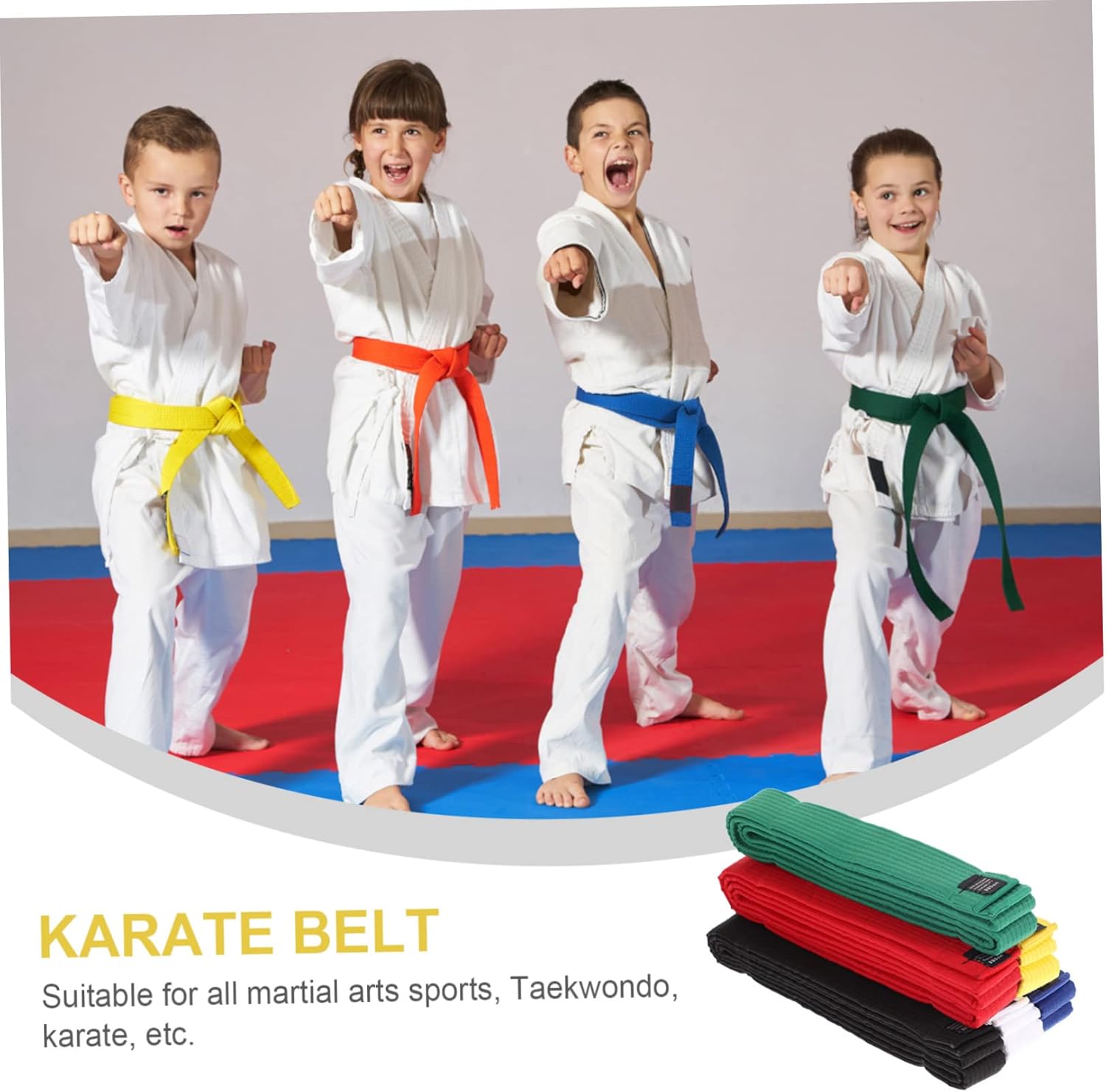BESPORTBLE 6pcs Multicolor Cotton Karate Belts Comfortable Waistbands for Taekwondo Martial Arts Training with Reliable Stitching Soft Breathable for Teens Adults