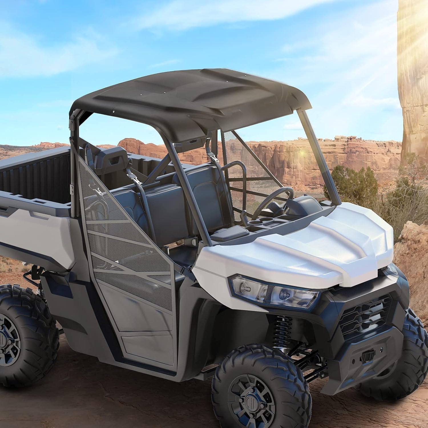 KEMIMOTO Hard Roof Top Plastic Rooftop Compatible with Can Am Defender HD8 HD10 XMR 2016-2026 2-piece Combination Roof OE Replacement #715002430 Dustproof Sunshade Black Accessories