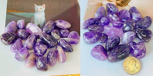 Miniatura 5 de QINJIEJIE Piedras pulidas de amatista de 0.9 libras, piedras preciosas a granel de 0.6 a 1 pulgada, piedra irregular, cristal curativo de reiki