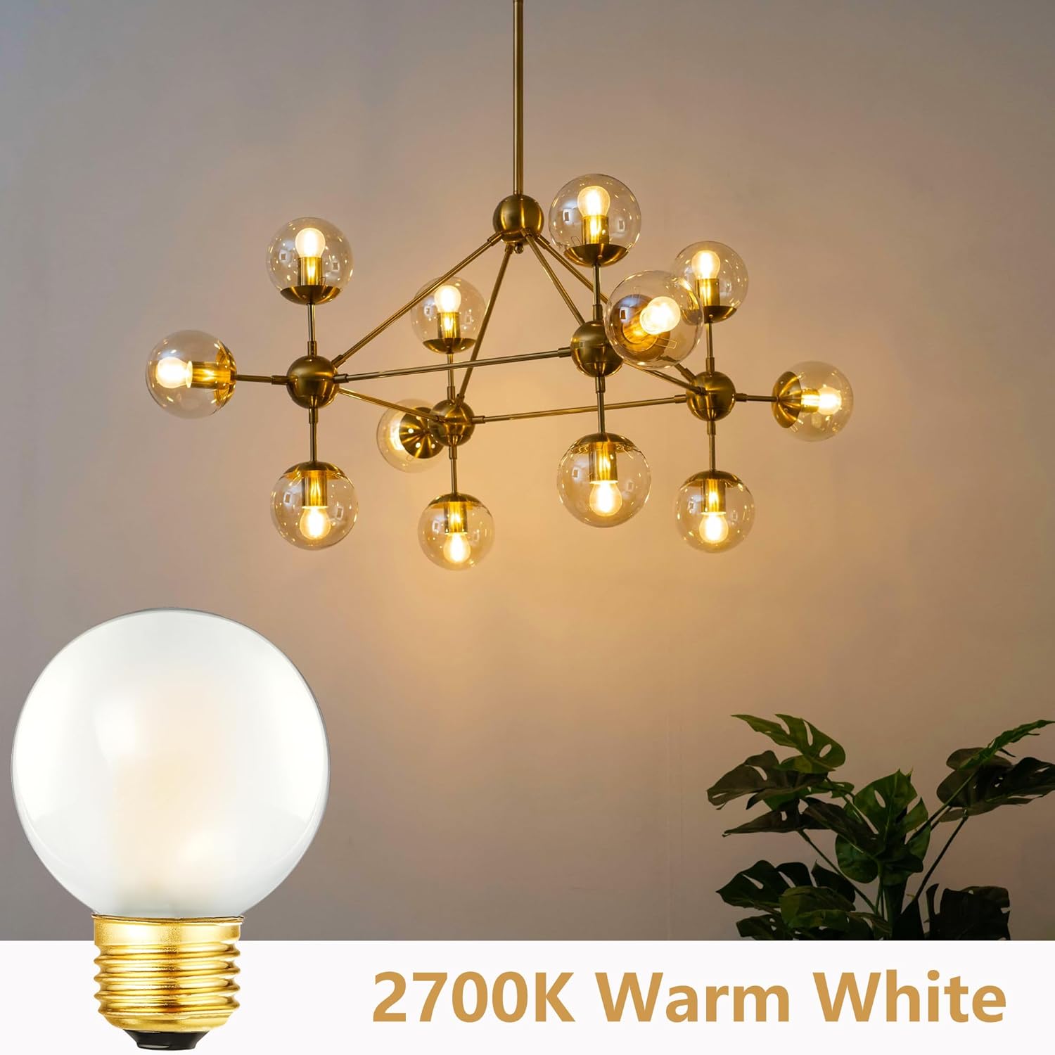 Dimmable E26 Edison Bulb G16.5 Frosted LED Bulb 4W Equal 40 watt Light Bulb, Warm 2700K,400LM AC120V, 40W Globe Light Bulb for Ceiling Fans, Chandeliers, Vanity, 6Pack (4W-2700K)