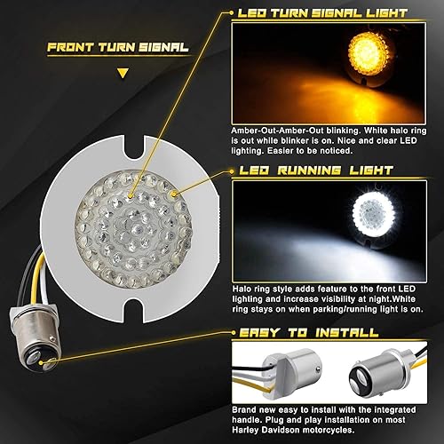 Miniatura 8 de NTHREEAUTO Señales direccionales LED delanteras 1157 + 1156 traseras de 3 14 pulgadas, cubiertas planas de lente ahumada, luces traseras Switch, luz
