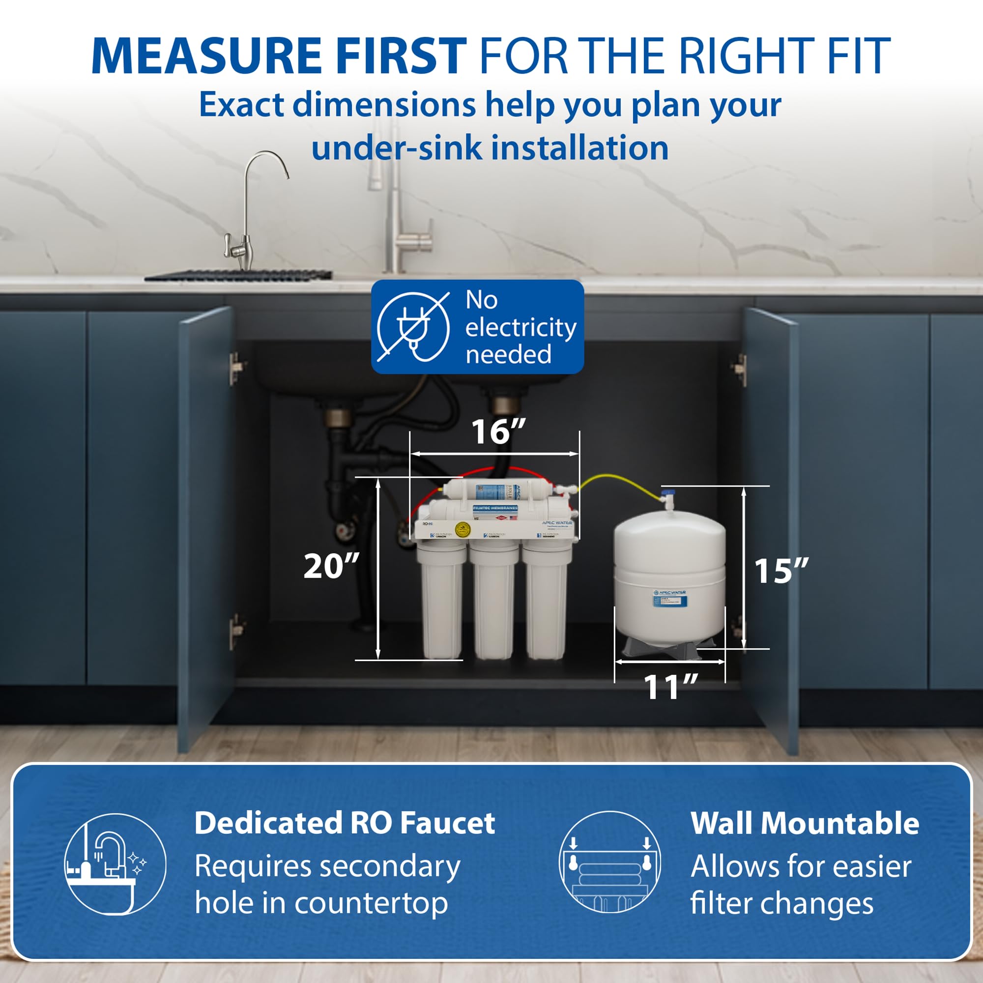 APEC Water Systems Ultimate RO-Hi Top Tier Supreme Certified High Output Fast Flow Ultra Safe Reverse Osmosis Drinking Water Filter System, 90 GPD