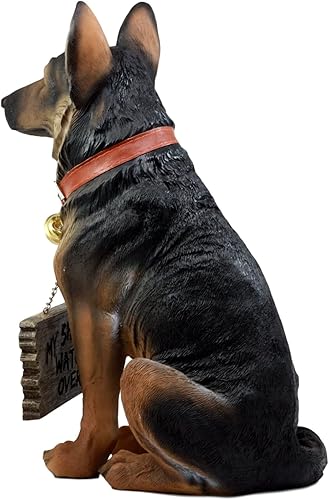 Miniatura 5 de Ebros Old Faithful - Estatua de perro de pastor alemán con collar de cascabel y letrero de bienvenida para patio