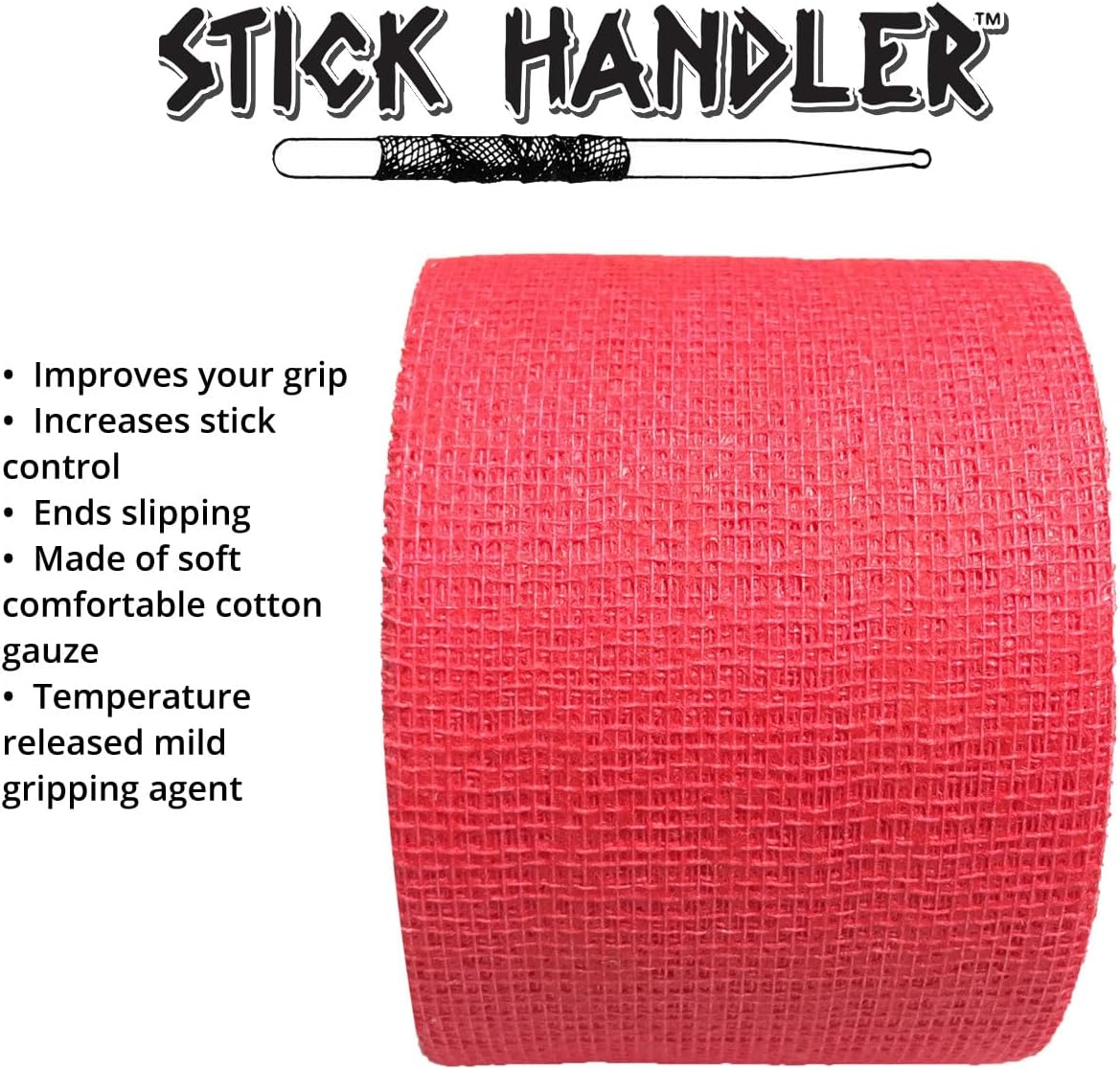 STICK HANDLER Professional Drumstick Grip Tape Pro Pack (Red | Two Pack)