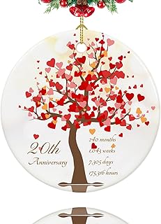 20th Anniversary Ornament, Gifts for 20th Wedding Anniversary, 20 Year Anniversary Mr and Mrs Gifts for Couple,Wife,Her, Valentines Day Gifts for Her,Him
