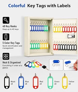 KYODOLED Key Box, 40-Key Lock Box with Combination Lock, Wall Mount, White