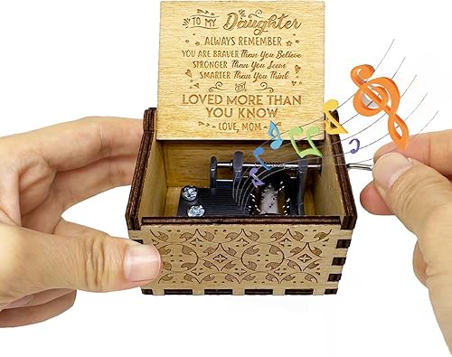 Miniatura 6 de Caja de música You are My Sunshine from Mom to Daughter, manivela clásica grabada, cajas musicales grabadas, regalos de recuerdo para hija de mamá