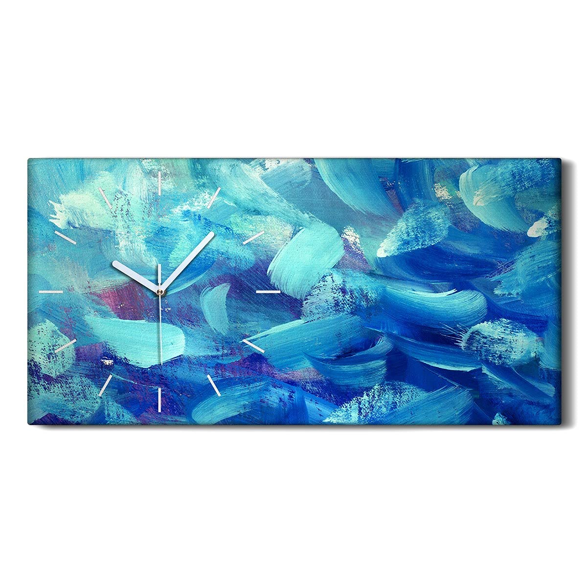 Horloge sur Toile Coloray 60x30cm, une œuvre d'art abstrait de qualité supérieure pour vos murs