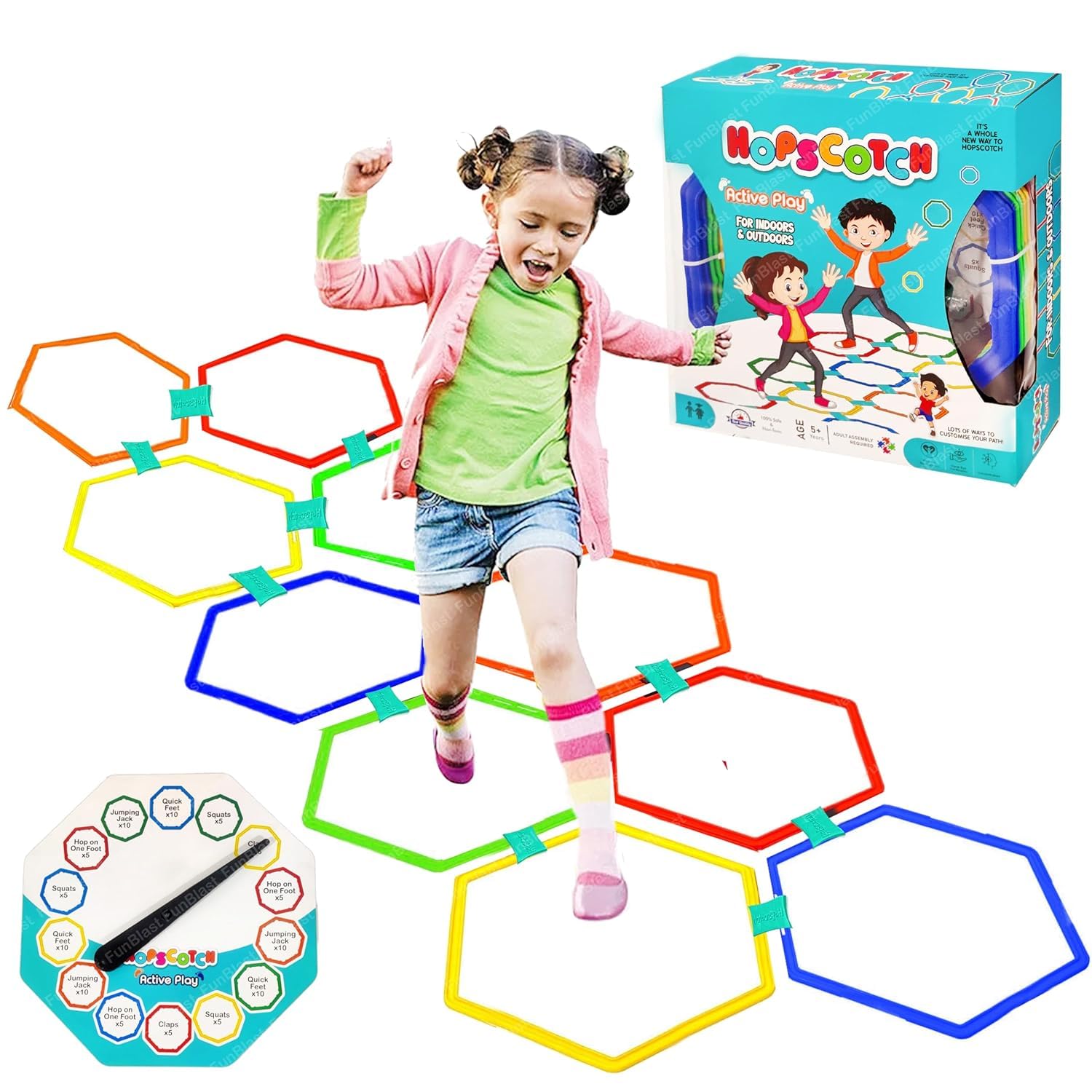 TOYXIITY MALL Hopscotch Game for Girls, Active Indoor Rings Game for Kids – Kids Jumping Ring Game, Colorful Rings Game for Kids, Indoor and Outdoor Games for Kids (Multicolor) Medium