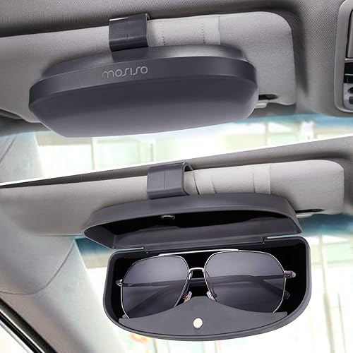 Miniatura 2 de MOSISO Funda universal para lentes de sol para visera de automóvil, soporte universal para lentes de ABS, caja protectora con clip, organizador de