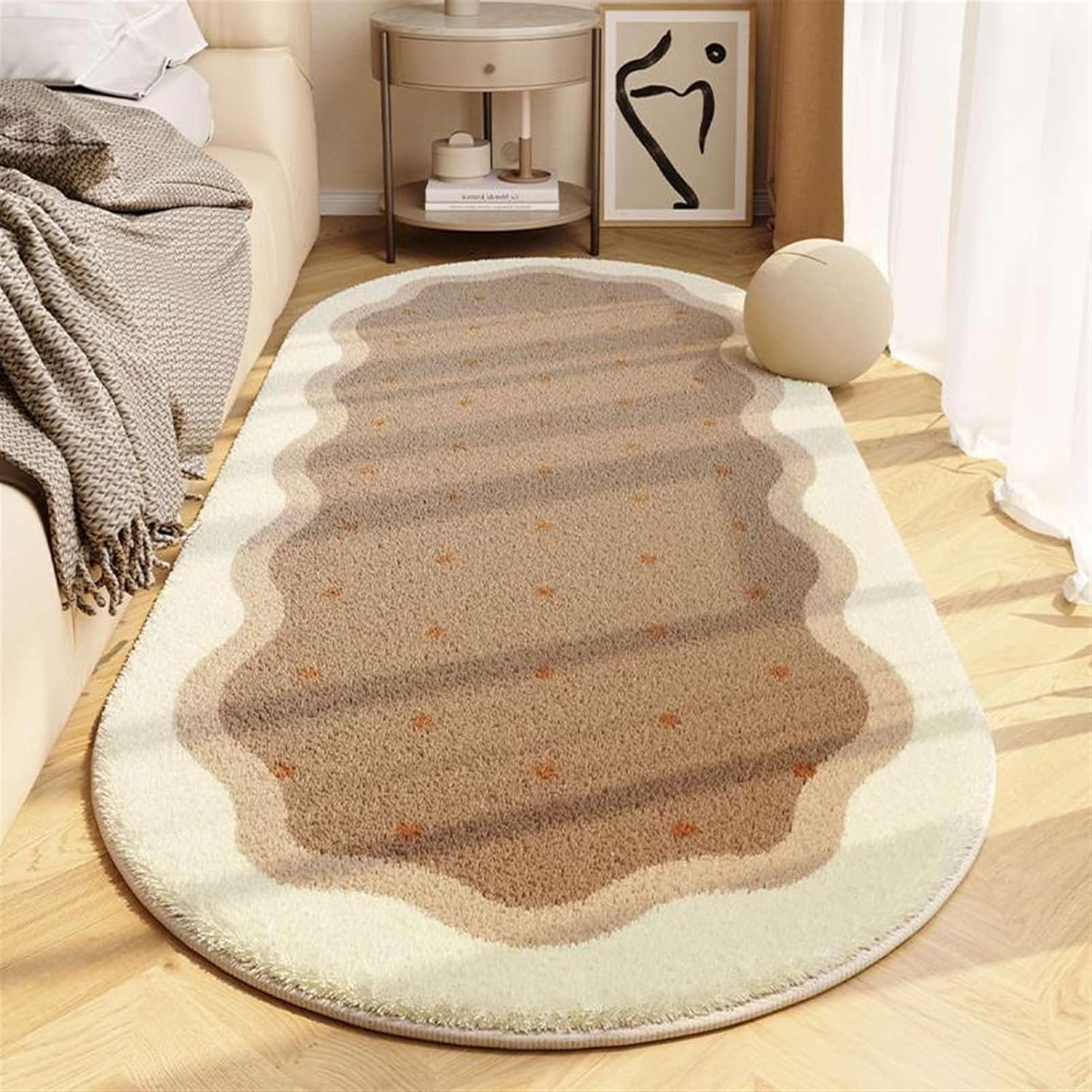 Tapis antidérapant pour chambre à coucher shaggy tapis vert ovale isolant