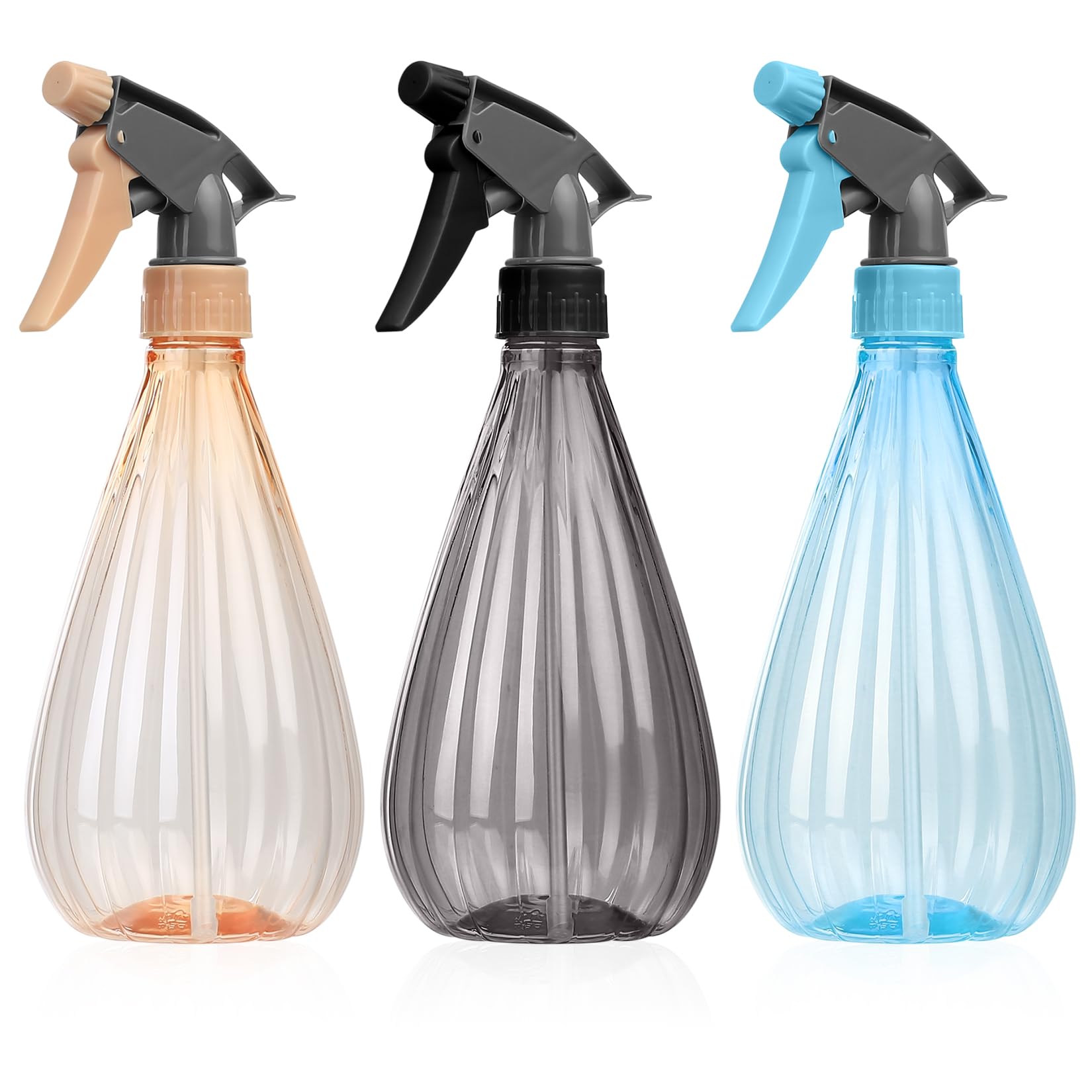 Relaxdays Set Di 3 Flaconi Set Da 3 Spruzzini In Vetro, 200 Ml, Ricaricabile, Con Manico, Spray Manuale Per Fiori, Piante, Verde/Bronzo, Rame - Foto 2