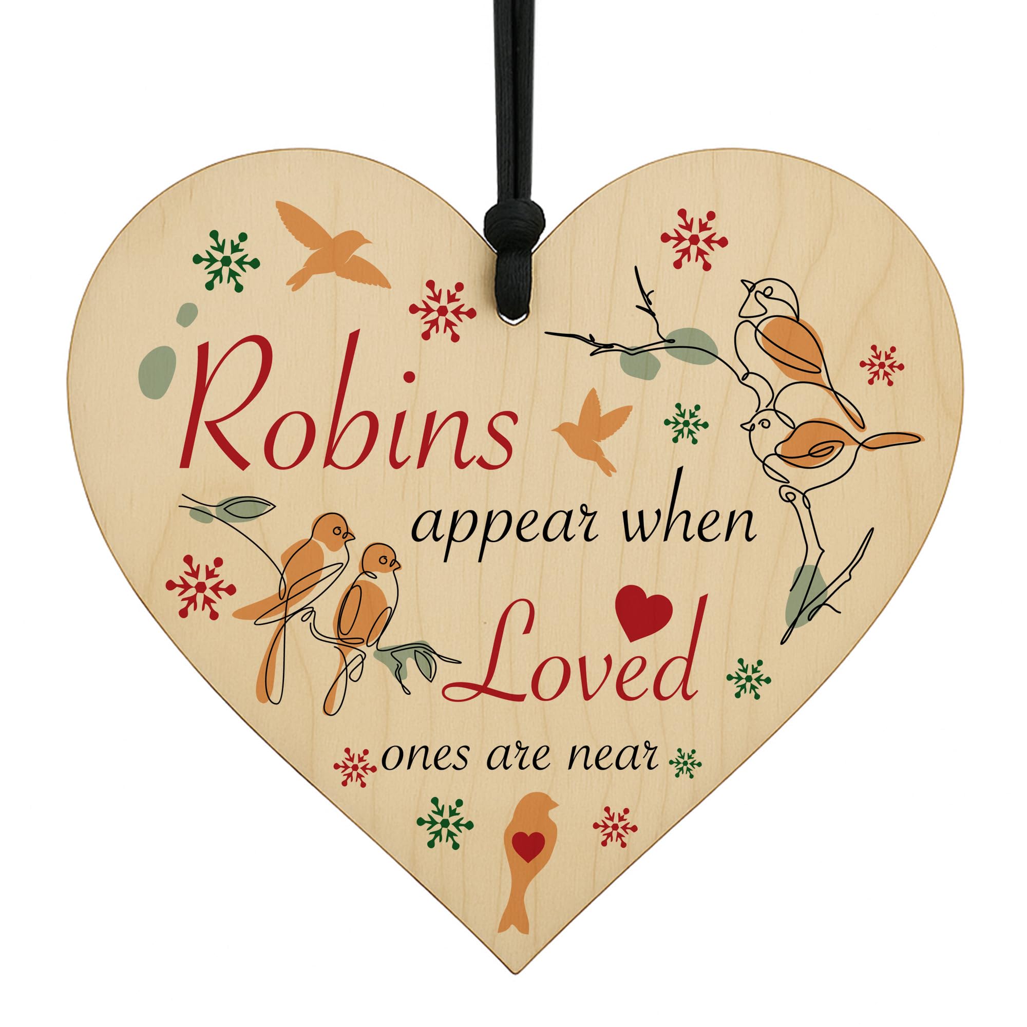 Red Ocean Memorial Wooden Remembrance Sign For Mum Dad Nan Grandad Robin Plaque For Christmas Tree Decoration Robins Appear When Loved Ones Are Near Keepsake