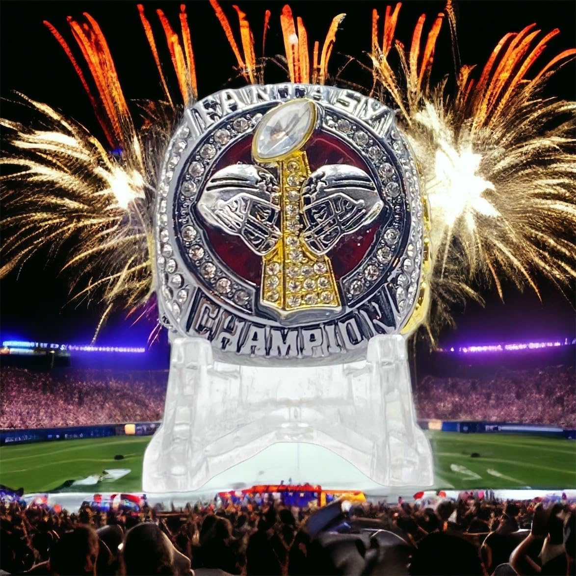 Legacy Rings 2023 Fantasy Football Championship Trophy Ring | Gunmetal and Gold Tone | Award for FFL Champion Size 11