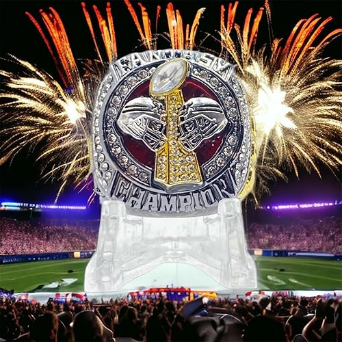 Miniatura 3 de Legacy Rings Anillo de trofeo del campeonato de fútbol de fantasía 2023  Gunmetal y tono dorado  Premio para campeón FFL talla 11