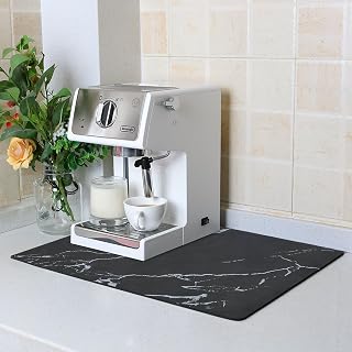 ZLR Countertop Coffee Bar Mat for Espresso Machine, 16"x20", Marble Black