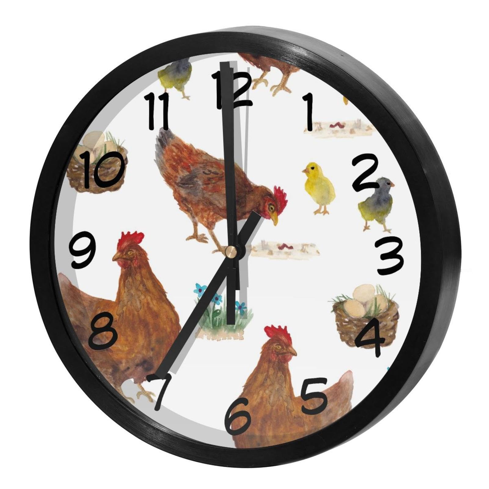 Horloge murale ronde sans tic-tac pour une chambre d'enfant ou une école au calme