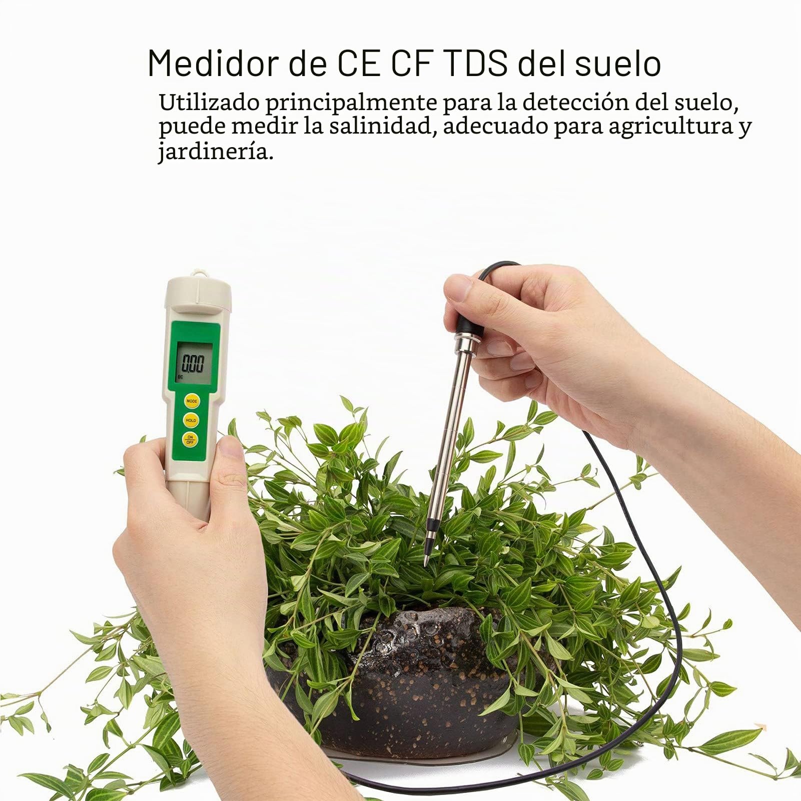 EC CF TDS 3-in-1 Soil Tester EC-3185 Soil Meter Analizador de Suelo Herramienta de Cuidado de Plantas para jardín, horticultura, Agricultura