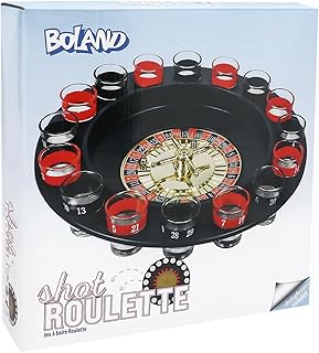 Boland 30850 - Trinkspiel Roulette Casino, Durchmesser 30 cm, 16 Schnapsgläser und 2 Kugeln, Party, Spaß, Trinken, Geburtstag