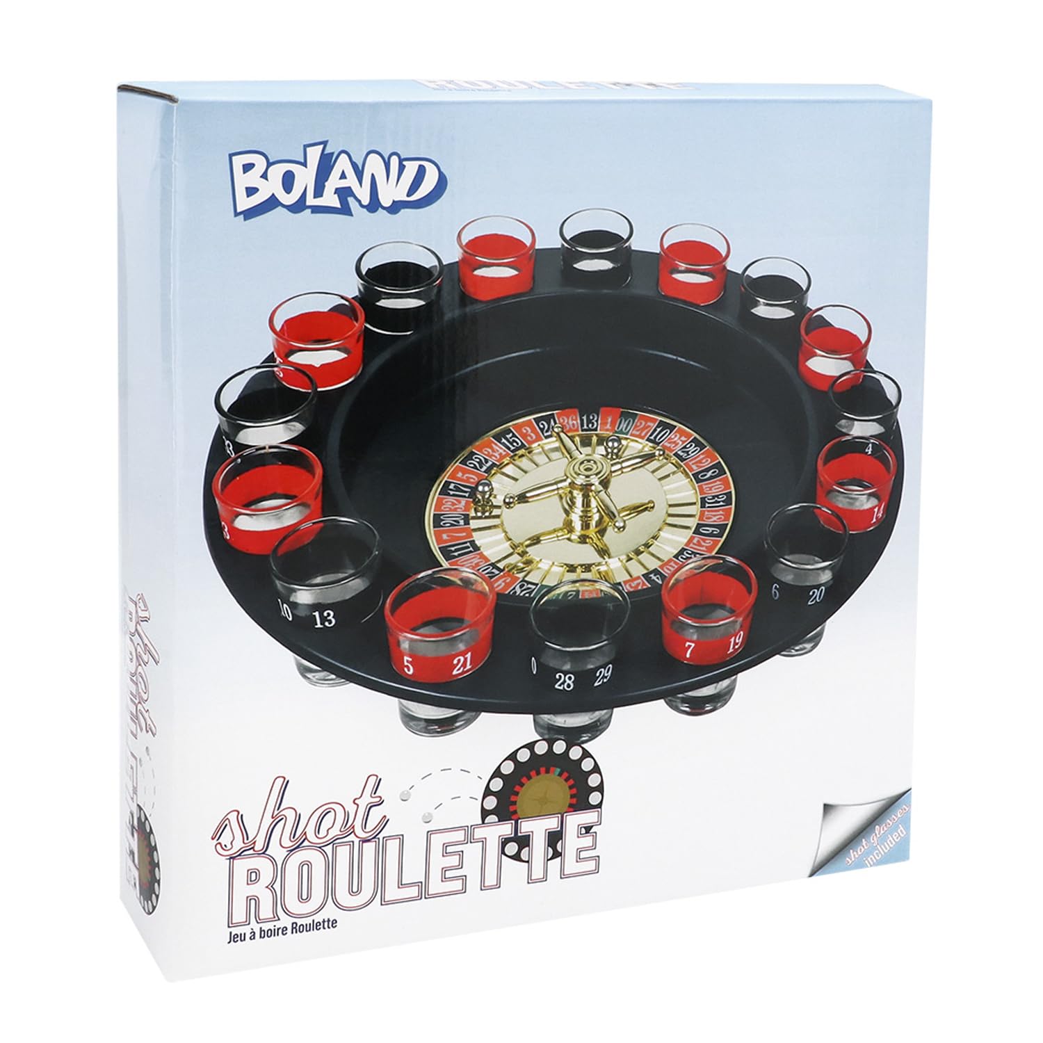 Boland Trinkspiel Roulette Casino - 30 cm, 16 Schnapsgläser, 2 Kugeln