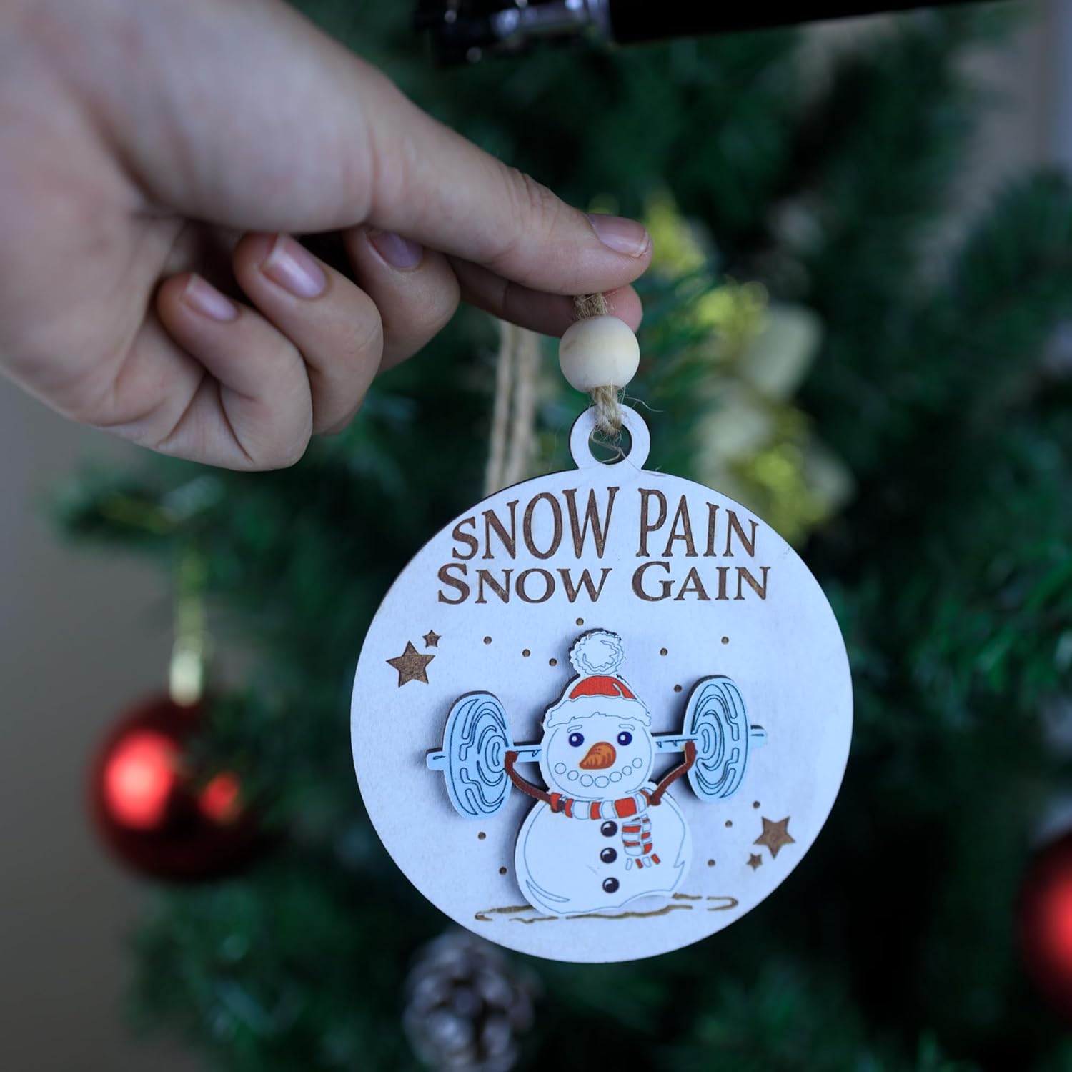 Wooden Christmas Ornaments, Funny Gym Christmas Ornaments, Glowforge, Fitness, Gifts for Gym Rats, Weight Training,Ornament Christmas Decorations for Tree (TO130.1) - Image 2