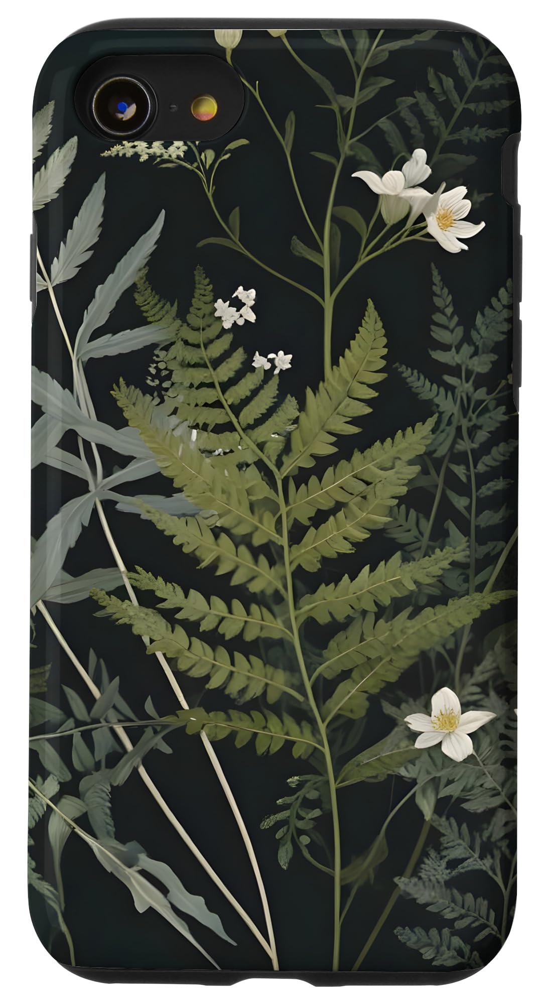 iPhone SE (2020) / 7 / 8 Olive Green Boho Botanical Wildflowers Floral Flowers Case