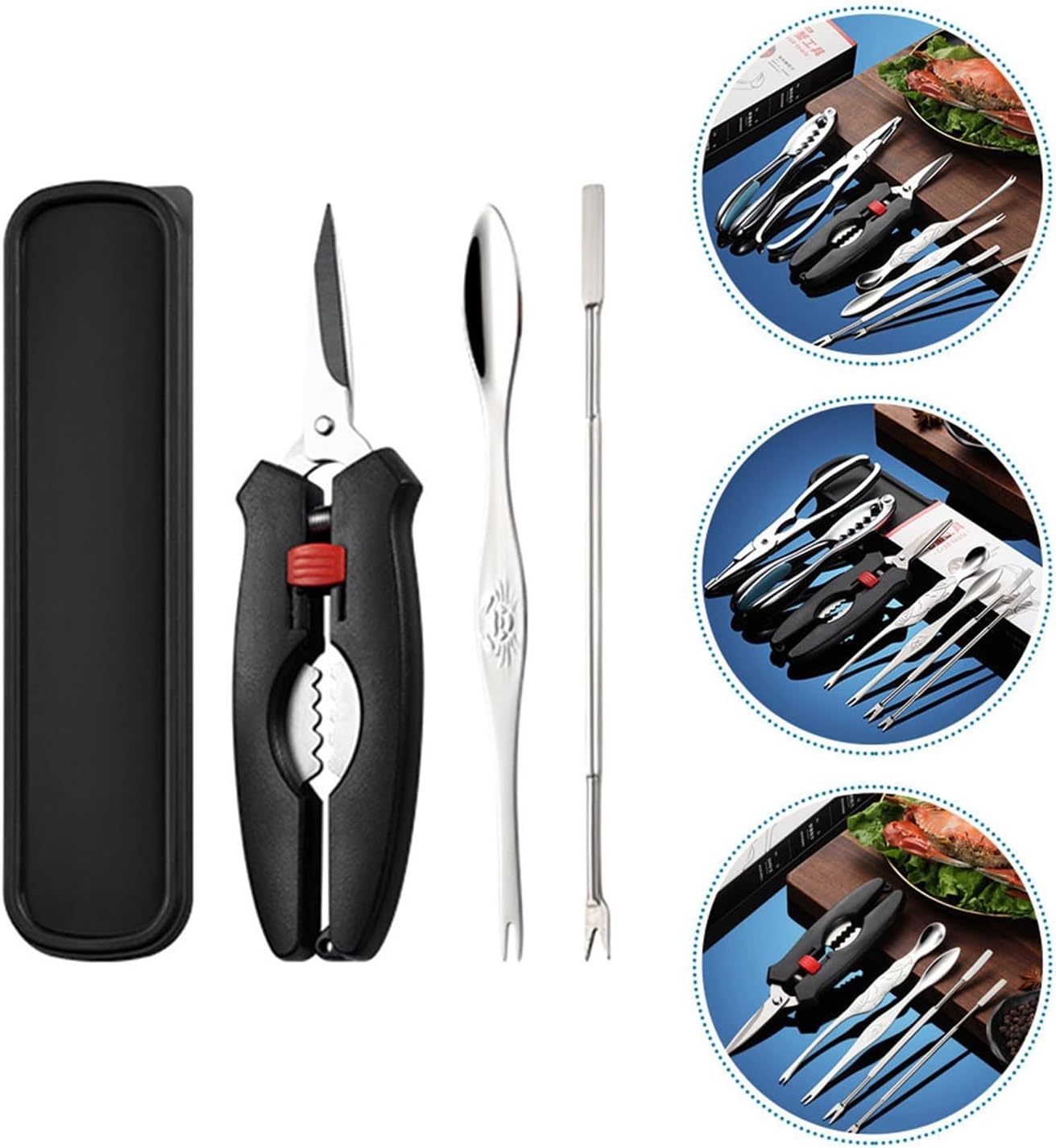 Seafood Tools Seafood Tool Sets Crab Lobster Crackers Stainless Steel Fork Opener Shellfish Lobster Crab Leg Sheller Seafood Scissor Seafood Lobster Tools