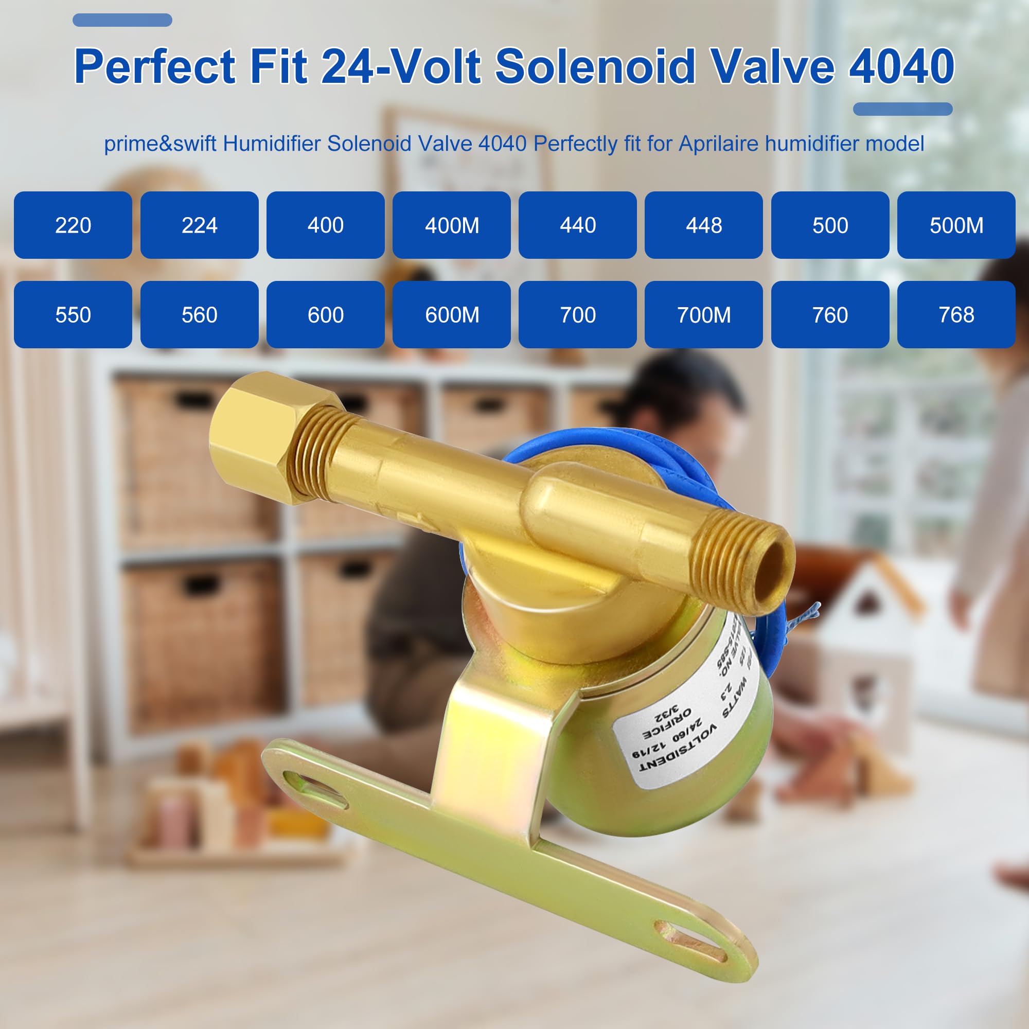 Humidifier Solenoid Valve 4040,Perfectly fit for Aprilaire 600 700 400 500 550 760 560 220 440 Whole House Humidifier,24V Brass Solenoid,3/32