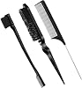 Geiserailie Set de 3 Cepillos para Peinado Hacia Atrás, Cepillo de Cerdas, Peine de Control de Bordes para Mujeres de Cabello Negro (Negro) 1