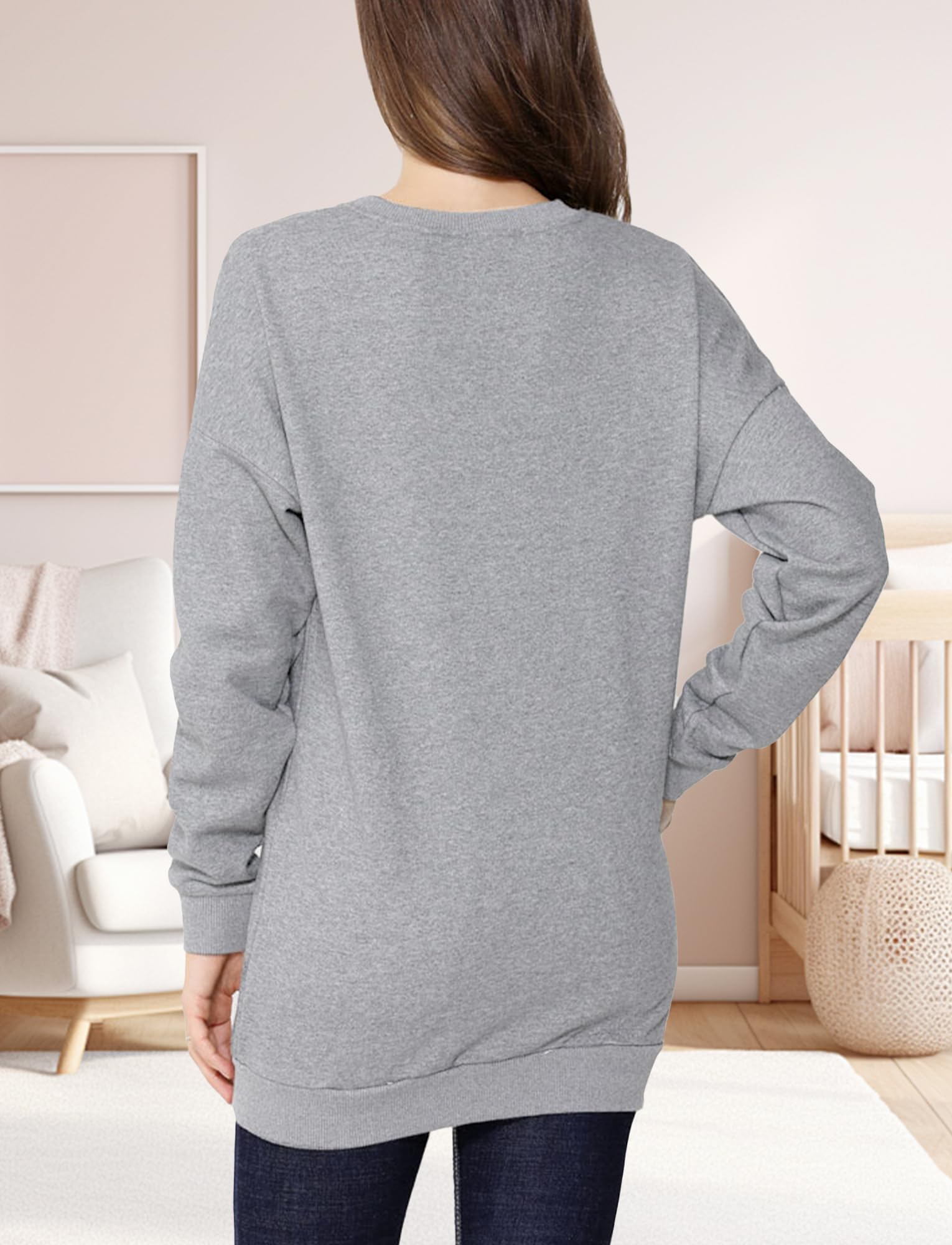 FEOYA Incinta Allattamento Felpa Donna Manica Lunga Allattamento Camicia Abbigliamento da Allattamento Invernale Caldo da Donna