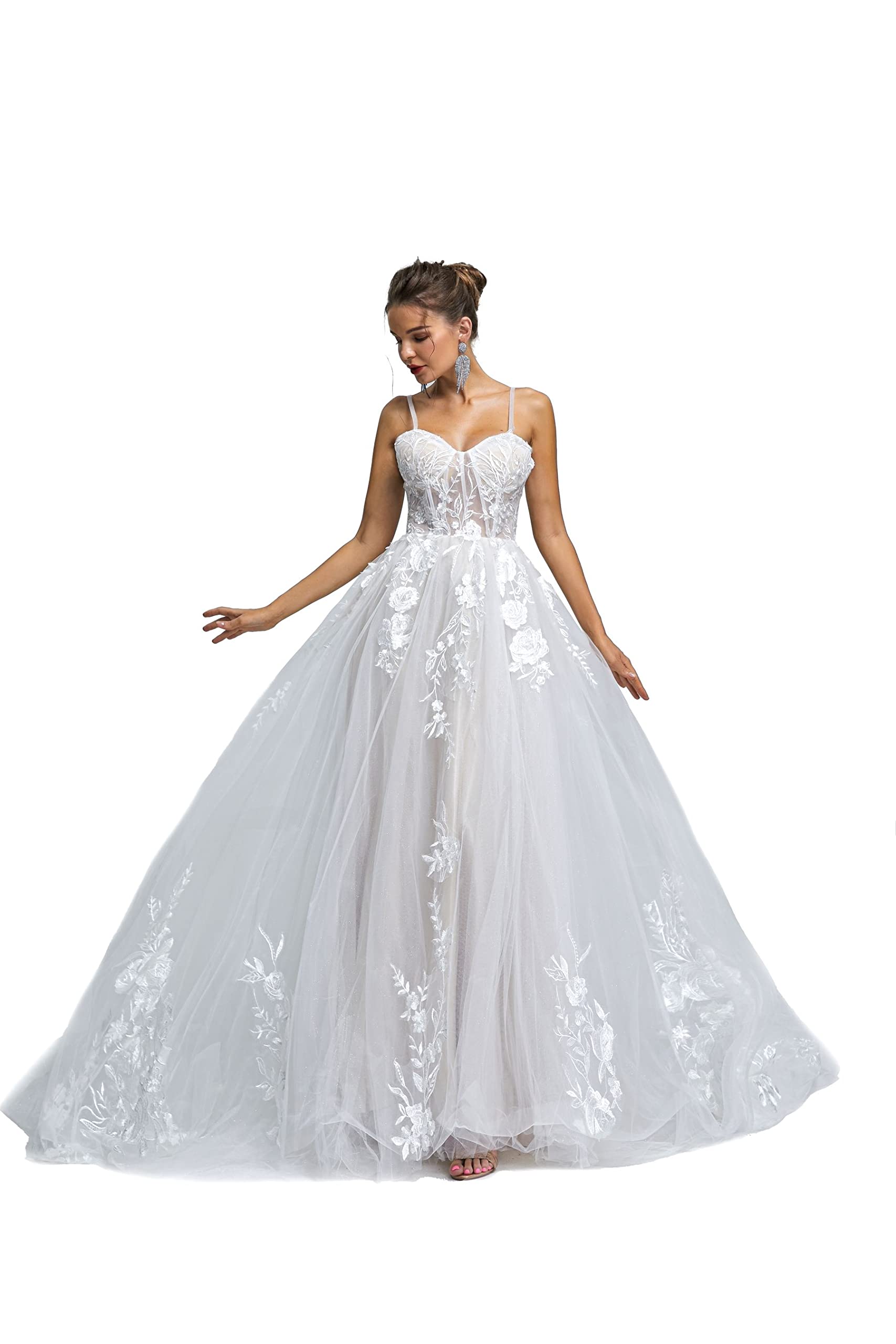 Spaghetti Chiffon Beach Wedding Dress V Neck A line Bridal Gowns Lace Plus Size Wedding Dress