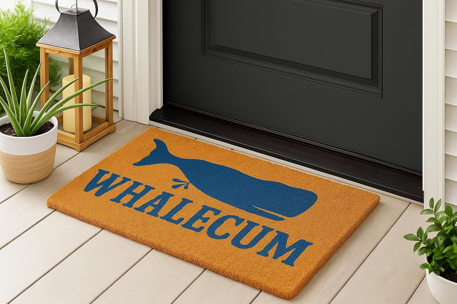 Funny Doormat – 18"x30" Natural Coir Welcome Mat with Rubber Backing – Whale Pun Front Door Mat for Indoor/Outdoor Entry