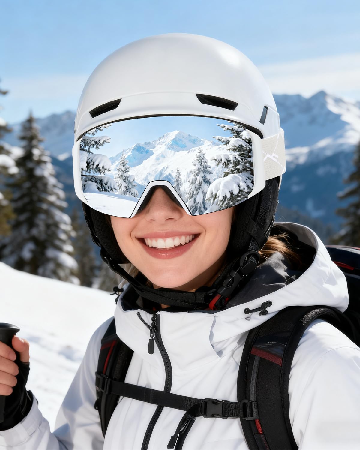 VCOROS Magnetyczne gogle narciarskie z szybką wymianą soczewki, konstrukcja OTG, przeciwmgielne, ochrona UV400, gogle snowboardowe