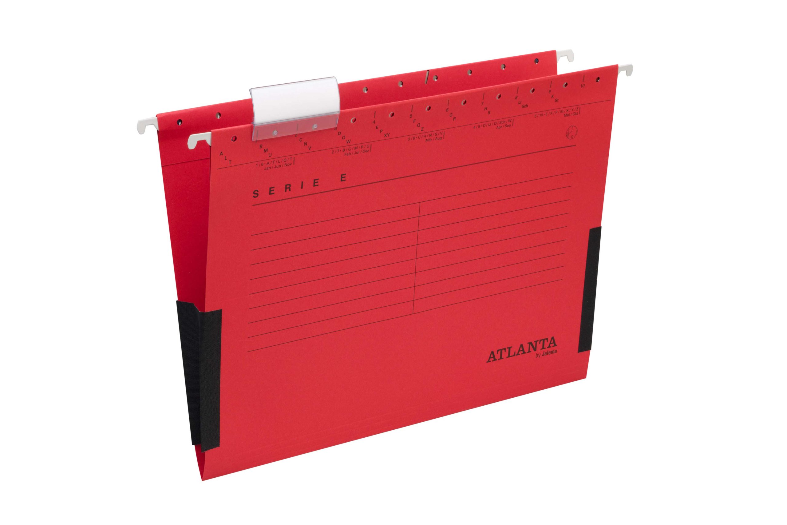 Jalema Atlanta Series E 2655624200 Hanging File with Partial Cloth Edge Protectors A4 Pack of 25 Red