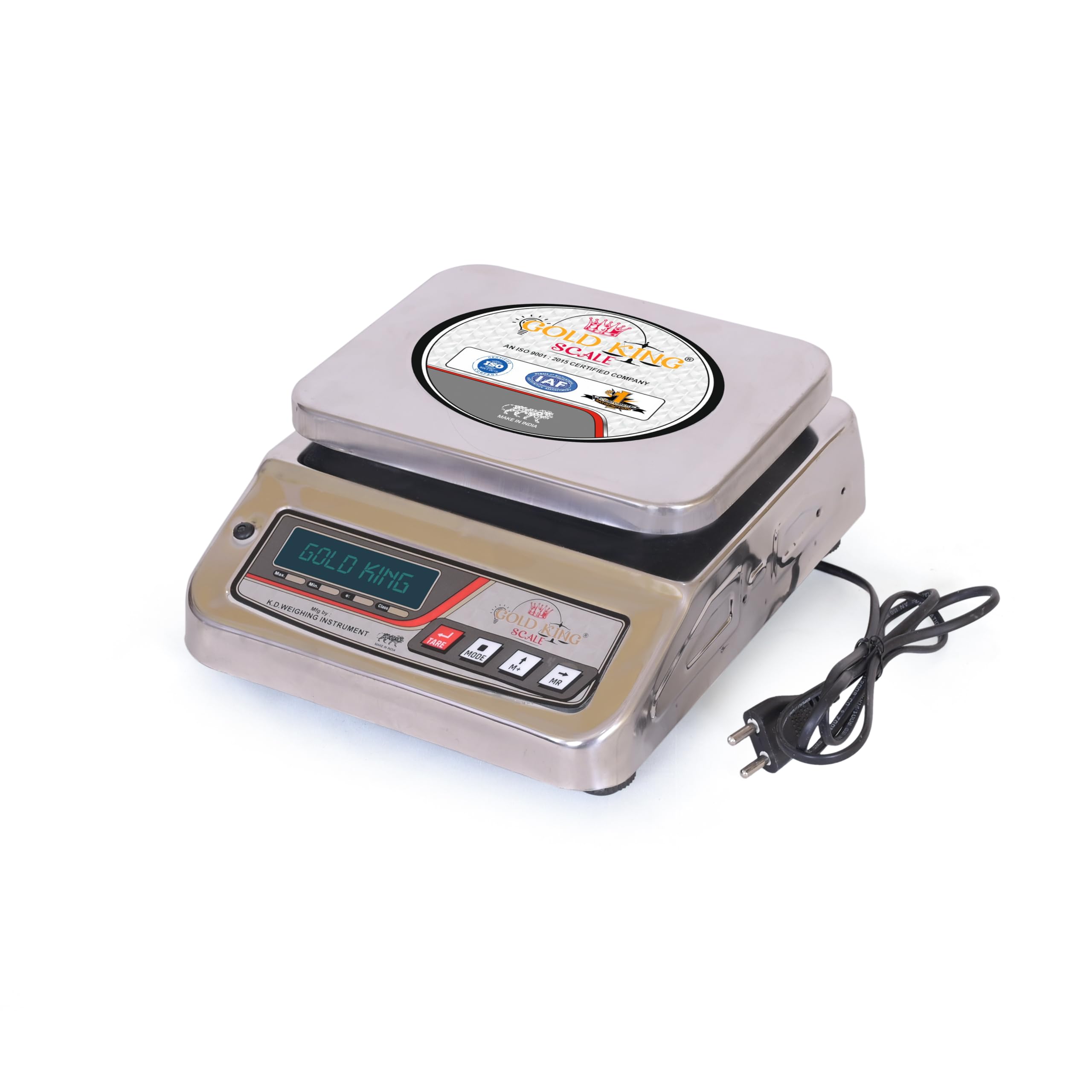 GOLD KING SCALE Electronic Rechargeable Weighing Machine – 20kg Capacity with 1g Accuracy, Dual LCD Display, Stainless Steel | Weight Machine Perfect for Hotels, Grocery Stores, Small Businesses