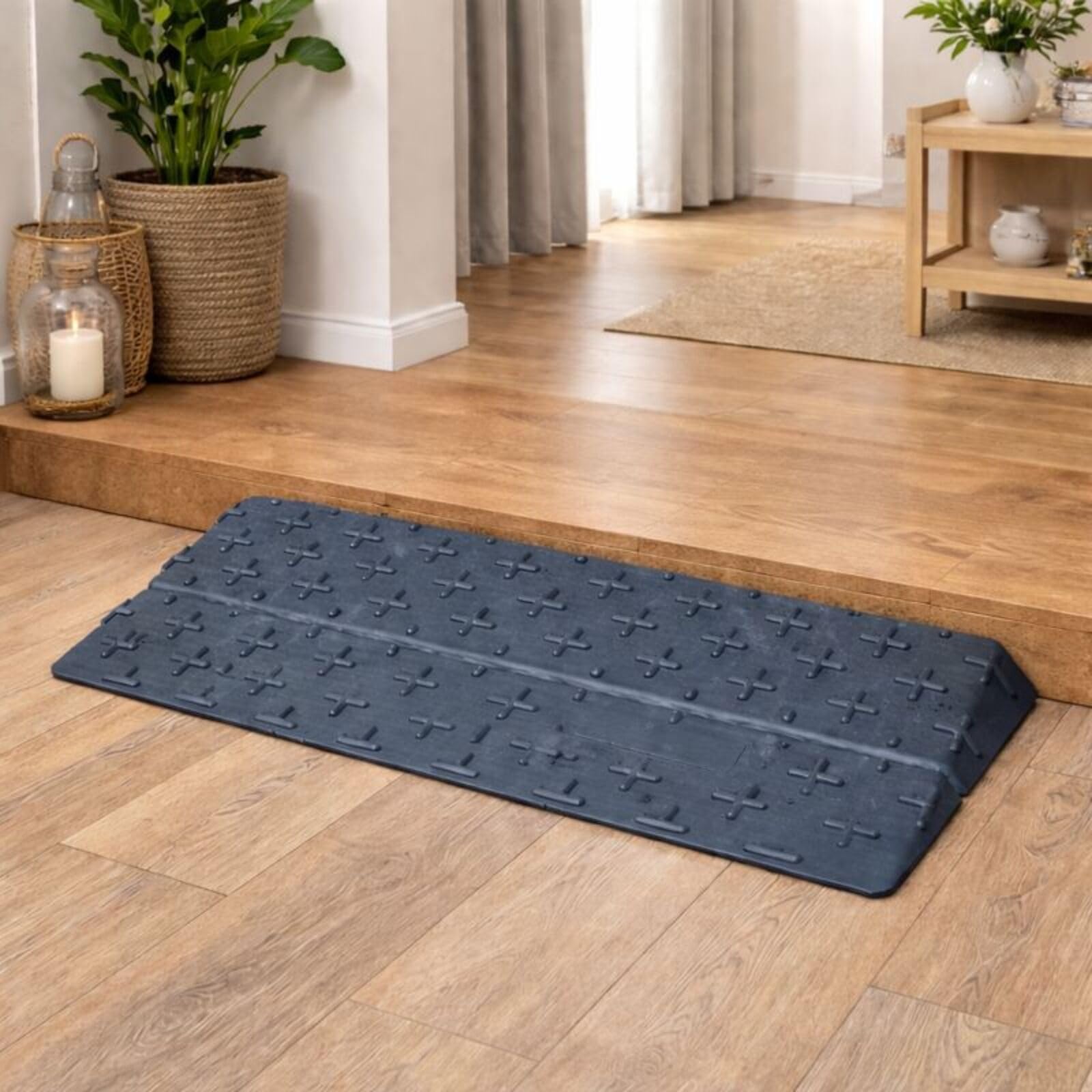 Rampa progowa HDPE z regulacją wysokości 2,5-12,5 cm, wzmocniona rampa najazdowa z antypoślizgową powierzchnią i rozszerzalnym systemem wtykowym, do garażu, magazynu, chodnika, wózka ręcznego i wózka