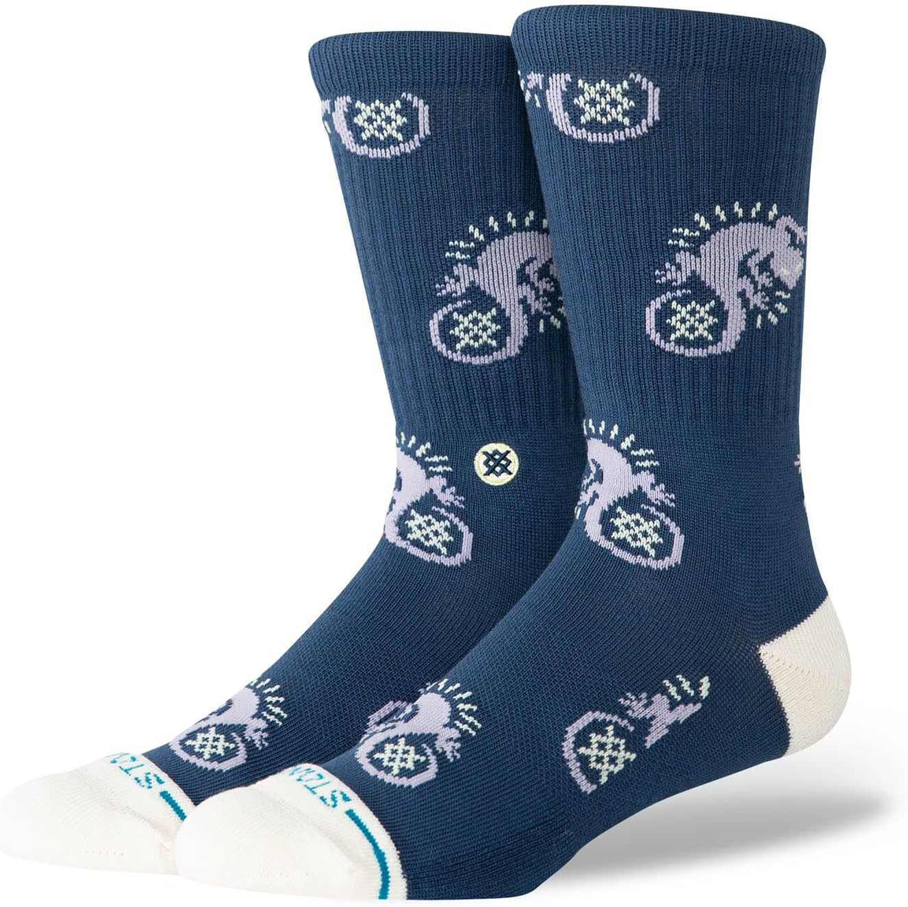 Stance Gecko Crew Padded Calf Socks Purple and Blue