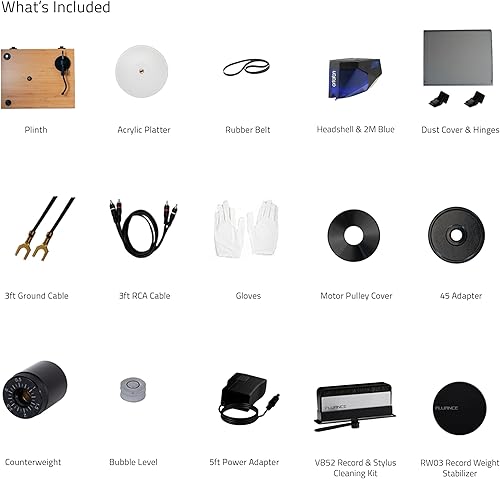 Miniatura 9 de Fluance RT85 - Tocadiscos de vinilo de alta fidelidad de referencia con cartucho azul Ortofon 2M, bandeja acrílica, peso de récord, lápiz óptico 3