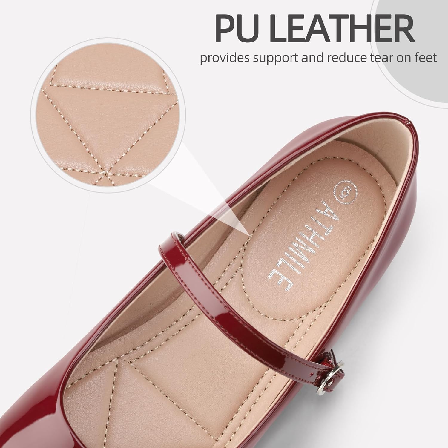 ATHMILE Mary Jane Shoes Women Ballet Flats Shoes for Women Slip on Comfortable Dressy Adjustable Strap for Work Office Business Casual - Image 5