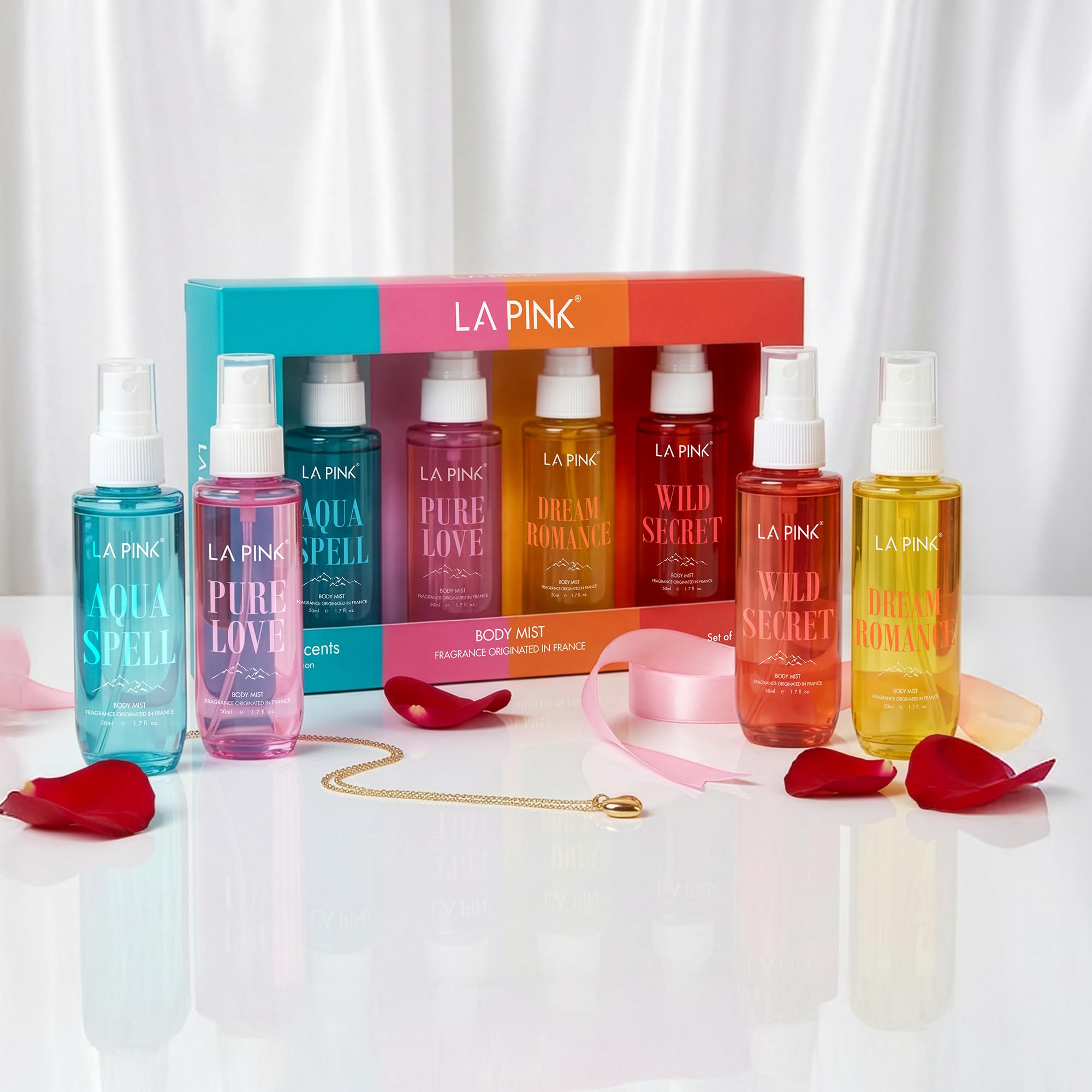 La Pink Body Mist Rakhi Gift Set for Him & Her | Long-Lasting Travel-Friendly Fragrance | Ideal Gift for Raksha Bandhan & Everyday Use | Set of 4 (50ml Each)