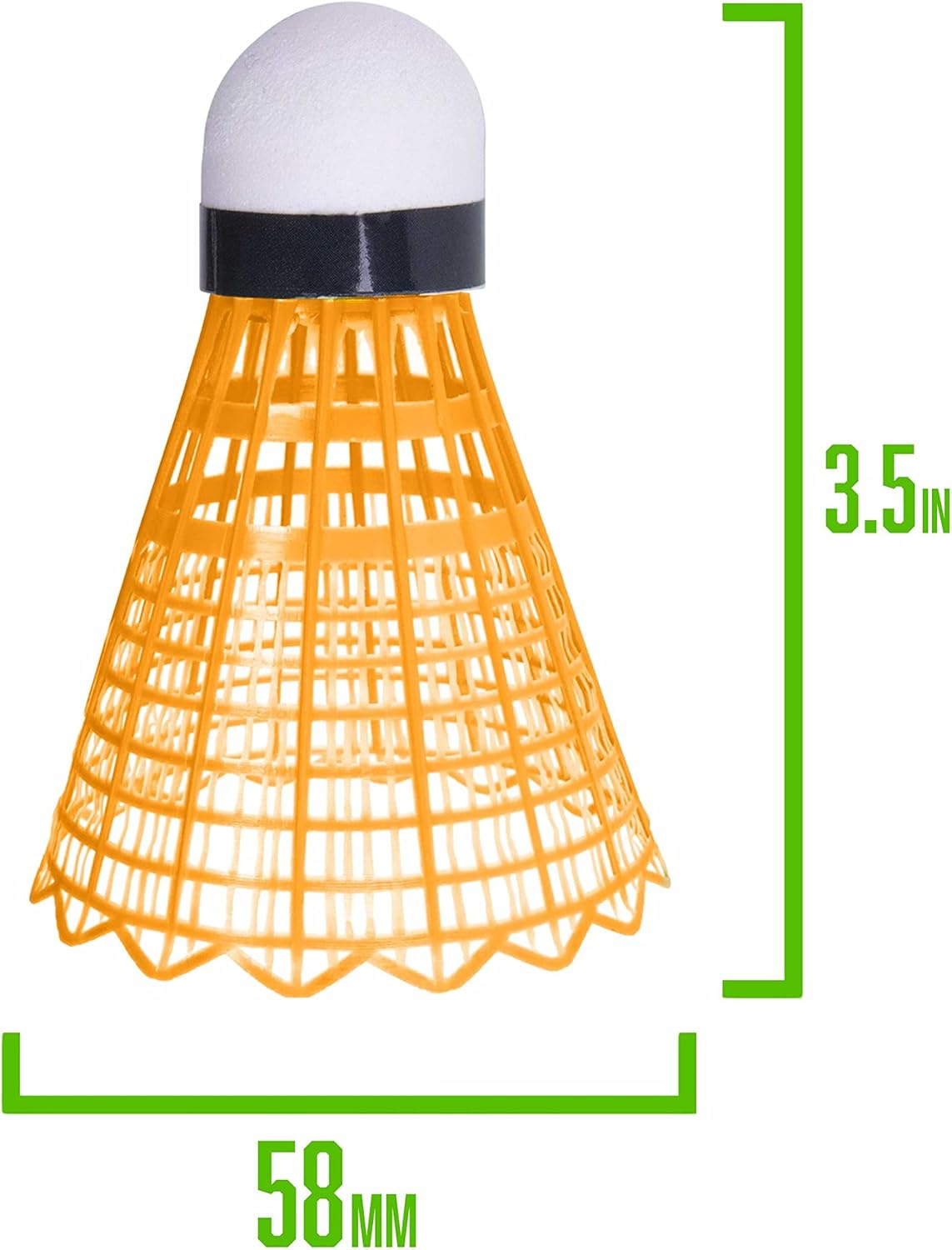 Neon Plastic Shuttlecocks | 10-Count of Highly-visible, Brightly-colored Badminton Birdies in Ultra-neon Pink, Green, Orange, Yellow, and White | Durable Nylon and Plastic Materials