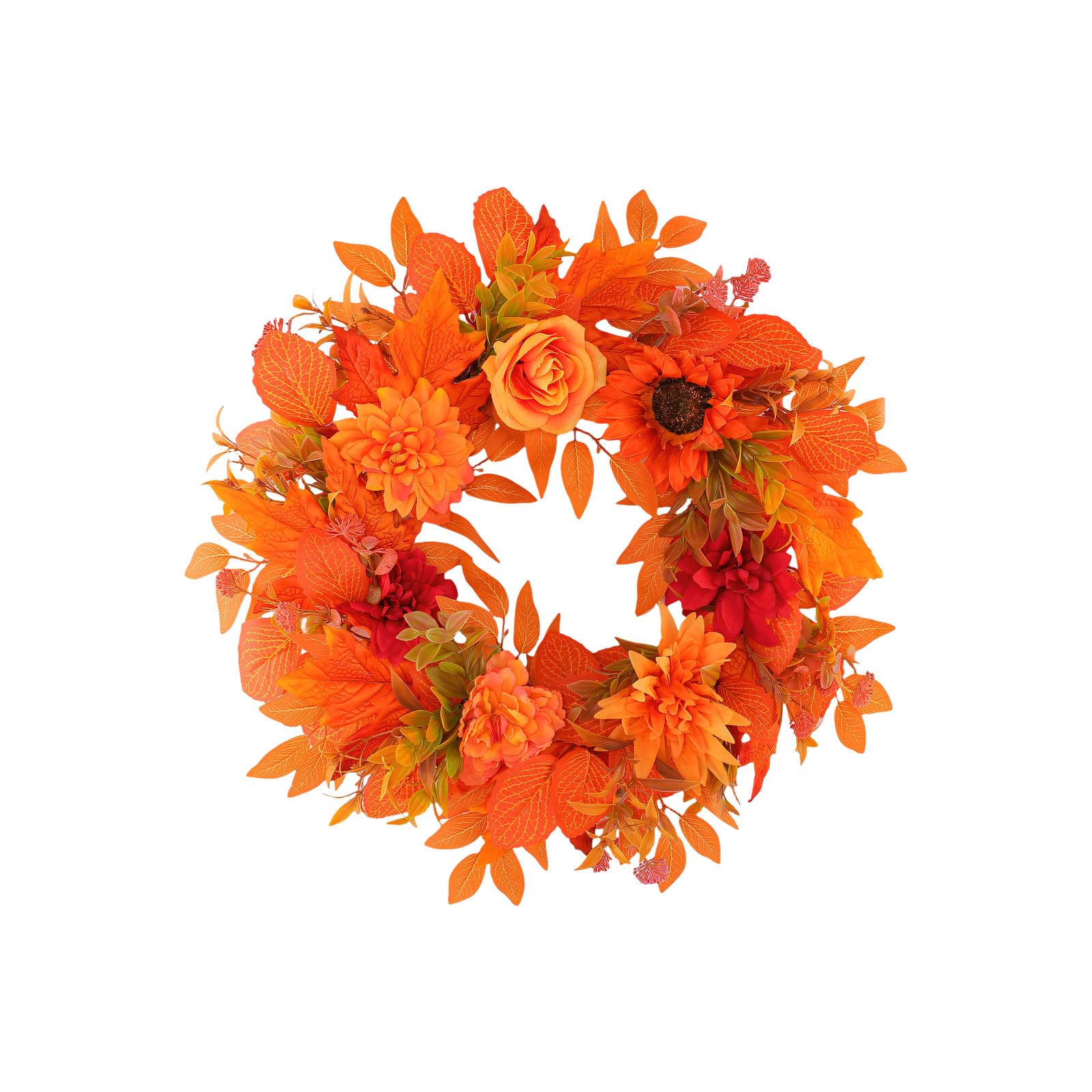 Fazvncv Fall Maple Leaves Wreath for Thanksgiving Party and Holiday Decoration Elegant Seasonal Ornament Harvest Wreath