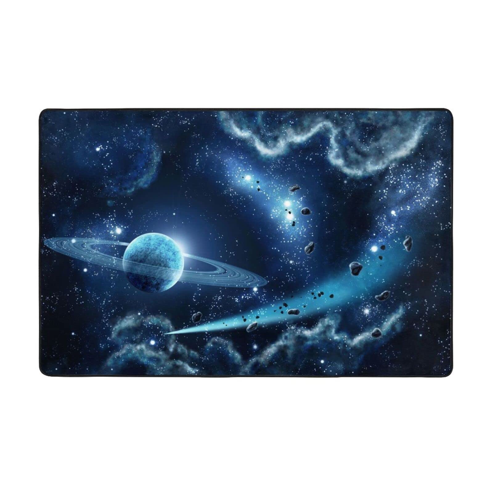 Grand tapis d'intérieur motif lune et étoiles 150x100 cm lavable et antidérapant