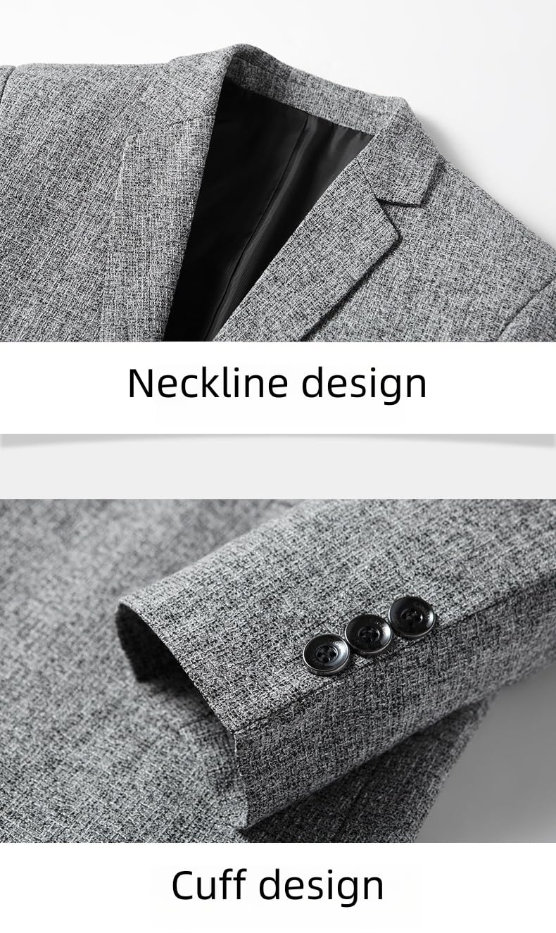 Giacca da Uomo Slim Fit Blazer Vintage in Tweed con Tacca con Bavero Giacche Sportive Leggere Giacca Casual Business A Petto Singolo con Tasche per L'Uso Quotidiano