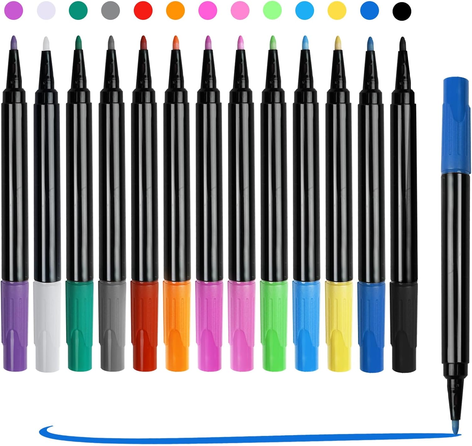 13 Colors Washable Marker Colouring Pens for Led Drawing Board, Felt Tip Paint Marker Pens Compatible with Colour books, Wet or Dry Erase Colouring Markers for Kids